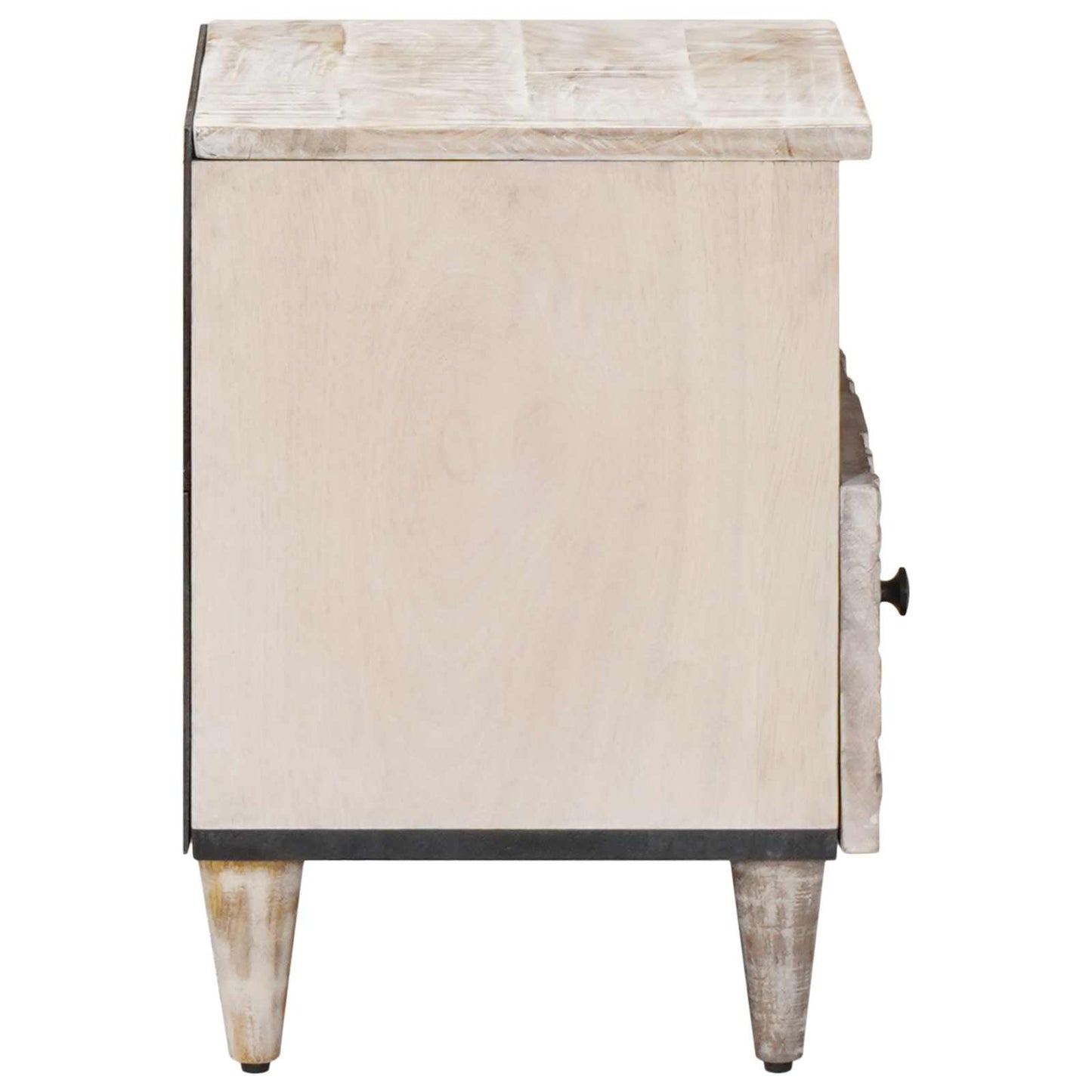 Bed cabinet with Drawer White 40 x 33 x 46 cm Solid Mango Wood
