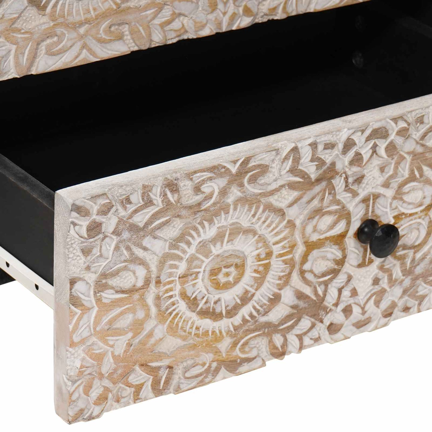 Bed cabinet with Drawer White 50 x 33 x 60 cm Solid Mango Wood