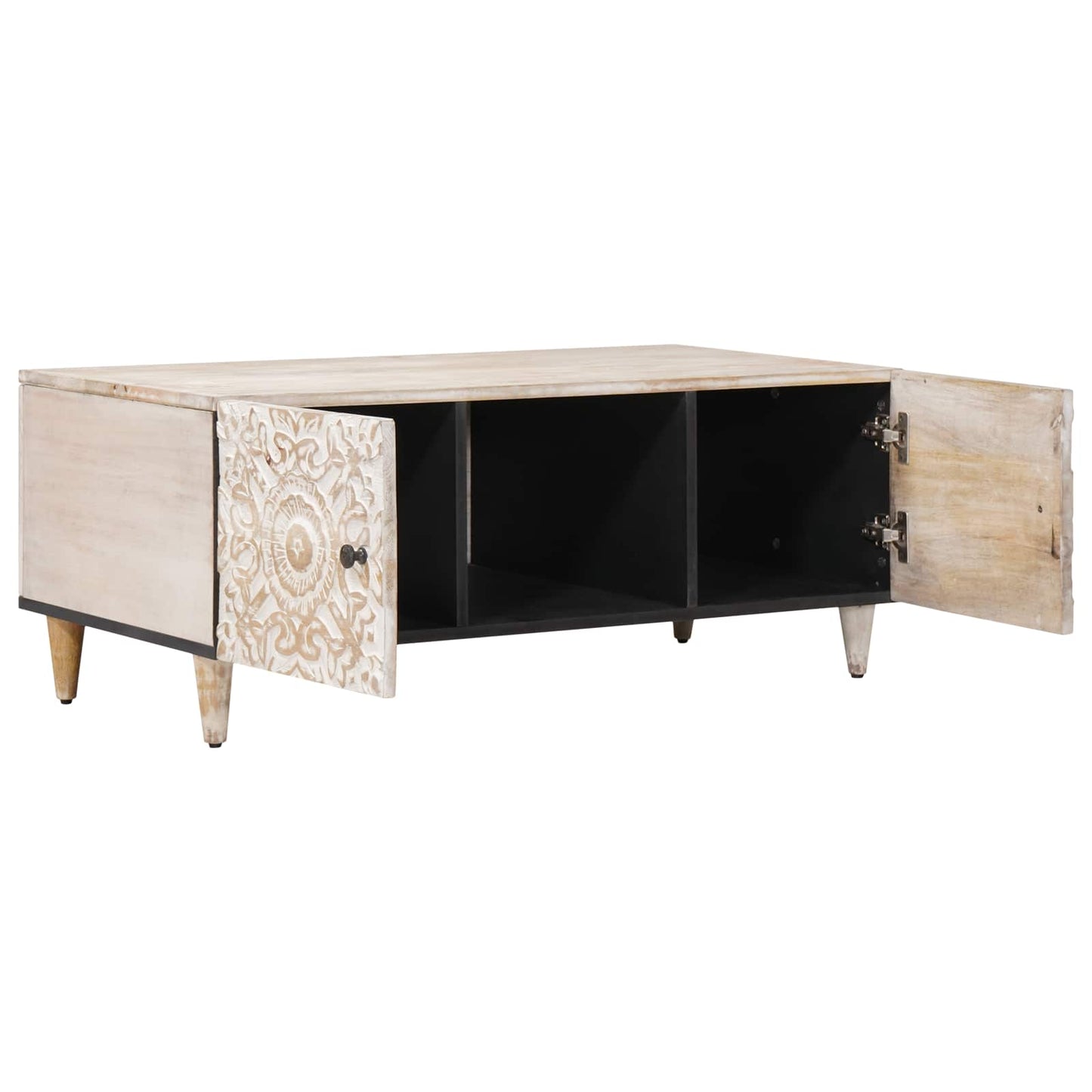 Coffee Table White 100 x 54 x 40 cm Solid Mango Wood