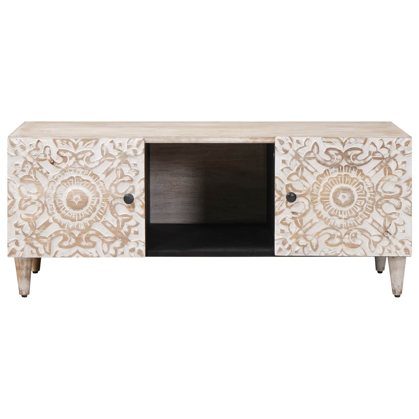 Coffee Table White 100 x 54 x 40 cm Solid Mango Wood