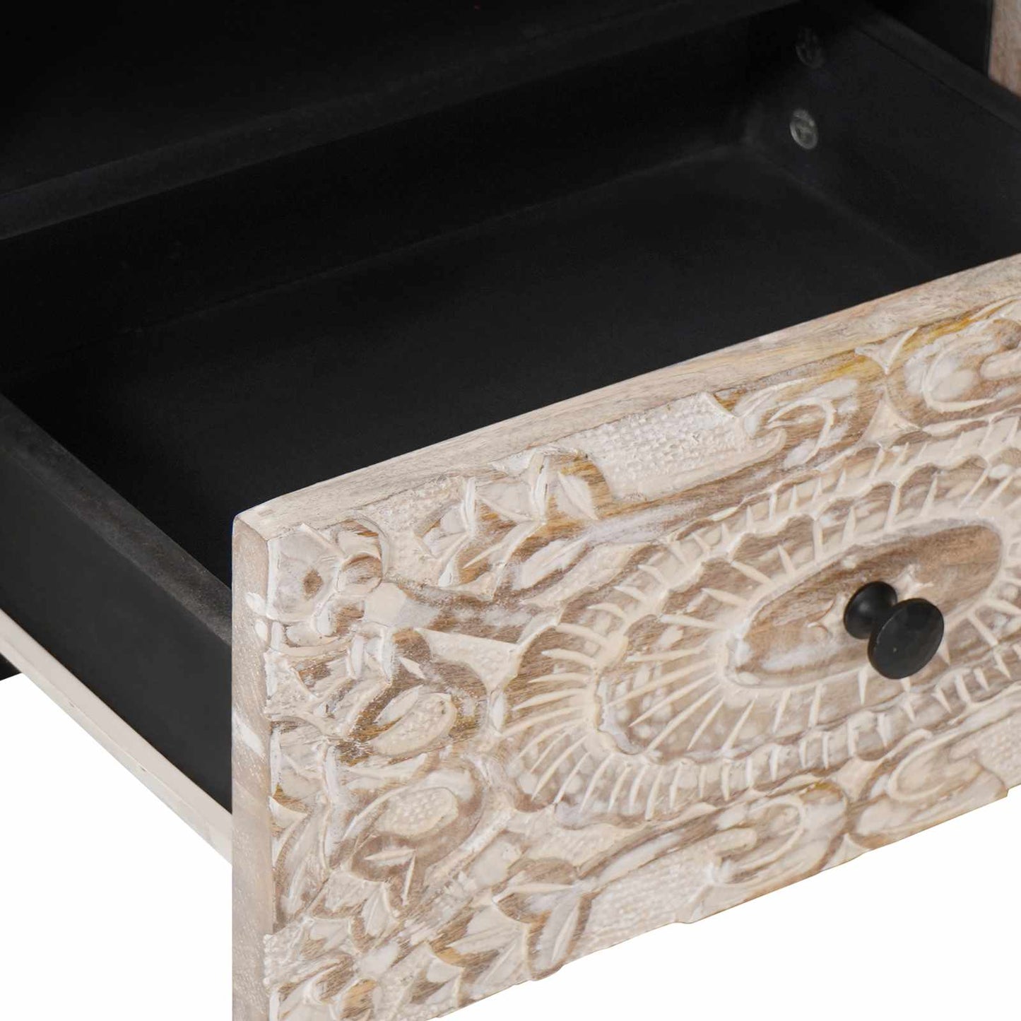 TV Cabinet with Door White 105 x 33.5 x 46 cm Solid Mango Wood