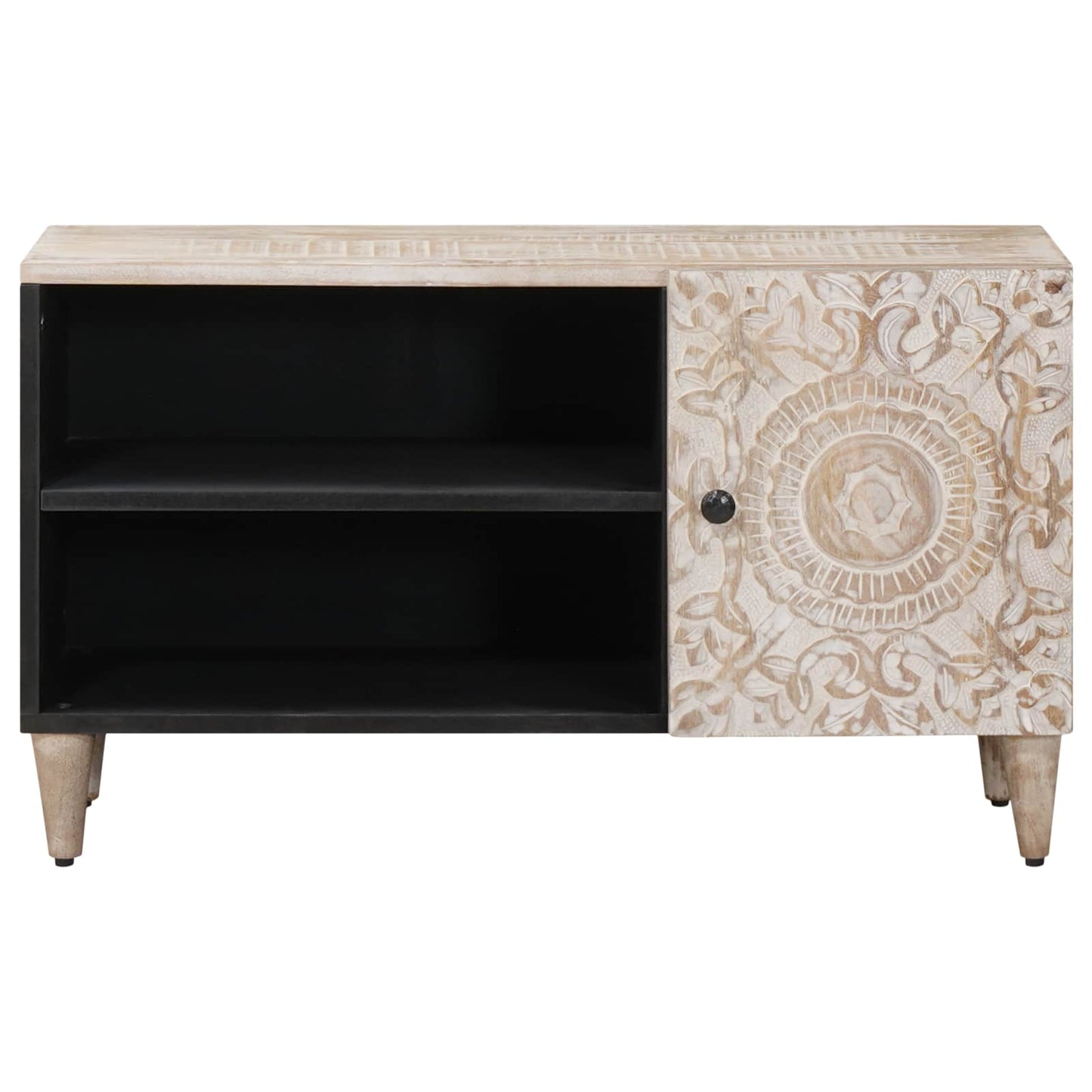 TV Cabinet with Shelf White 80 x 31.5 x 46 cm Solid Mango Wood