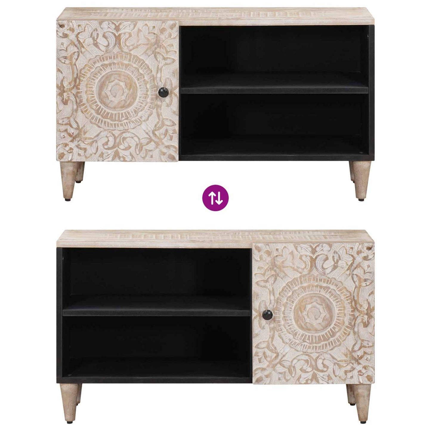 TV Cabinet with Shelf White 80 x 31.5 x 46 cm Solid Mango Wood