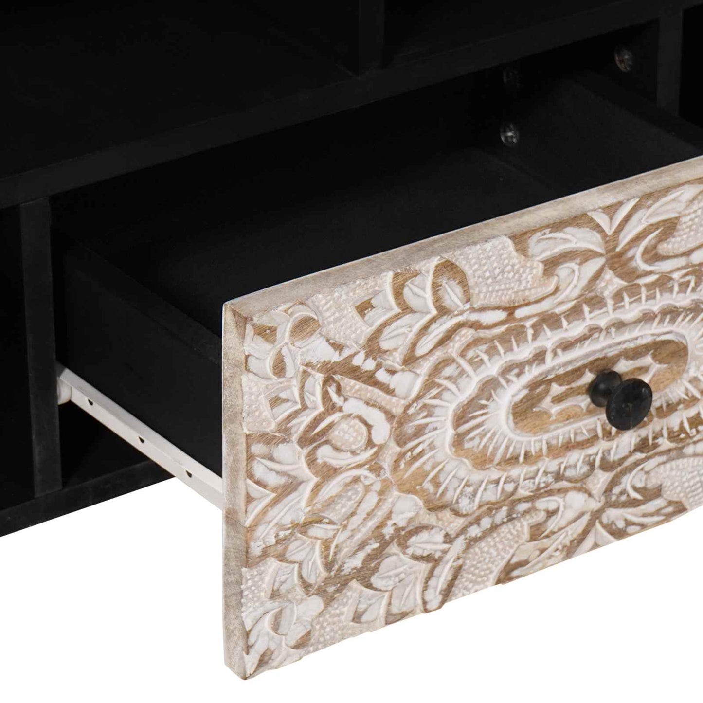 TV Cabinet with Shelf White 100 x 33.5 x 46 cm Solid Mango Wood