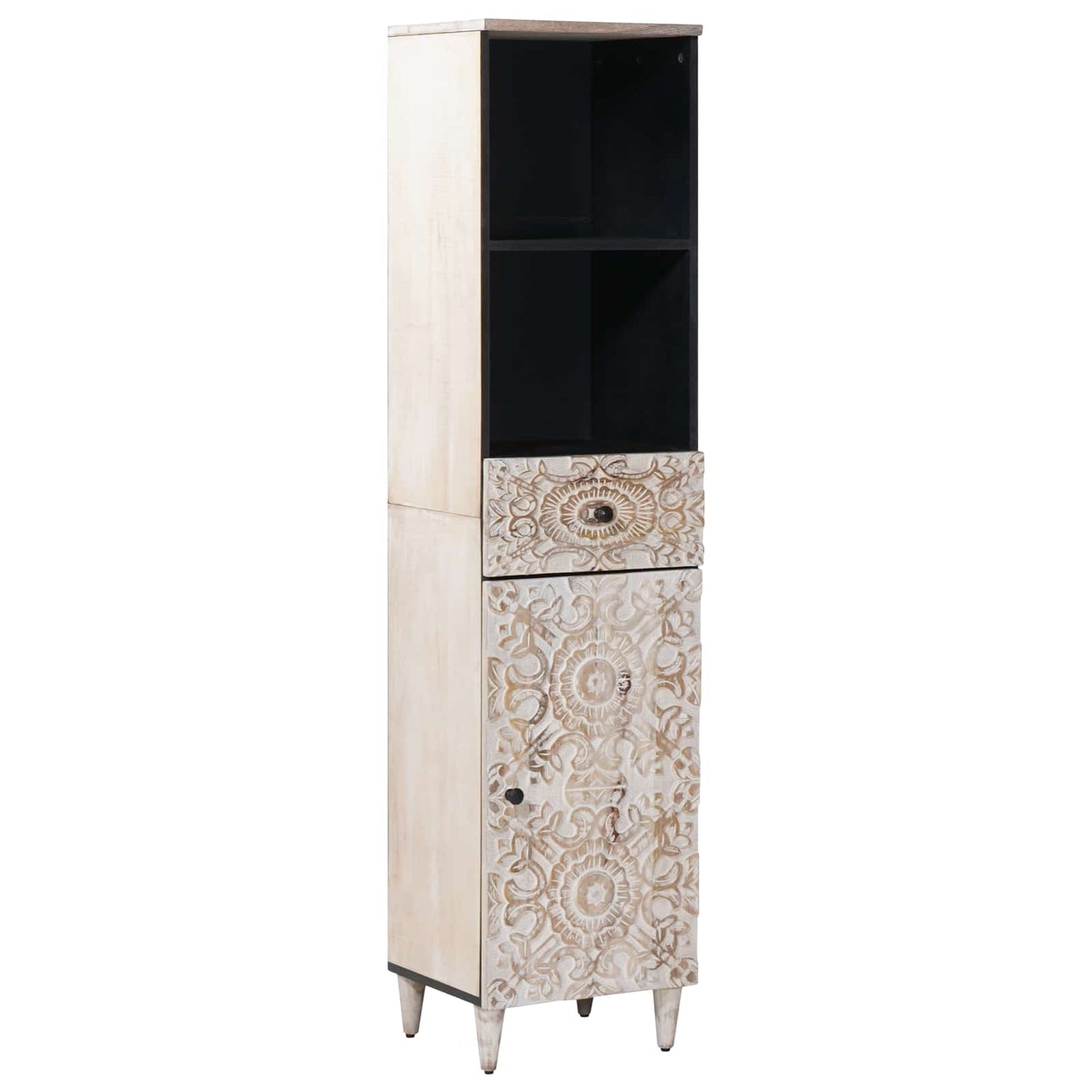 Bathroom Cabinet White 38 x 33.5 x 160 cm Solid Mango Wood