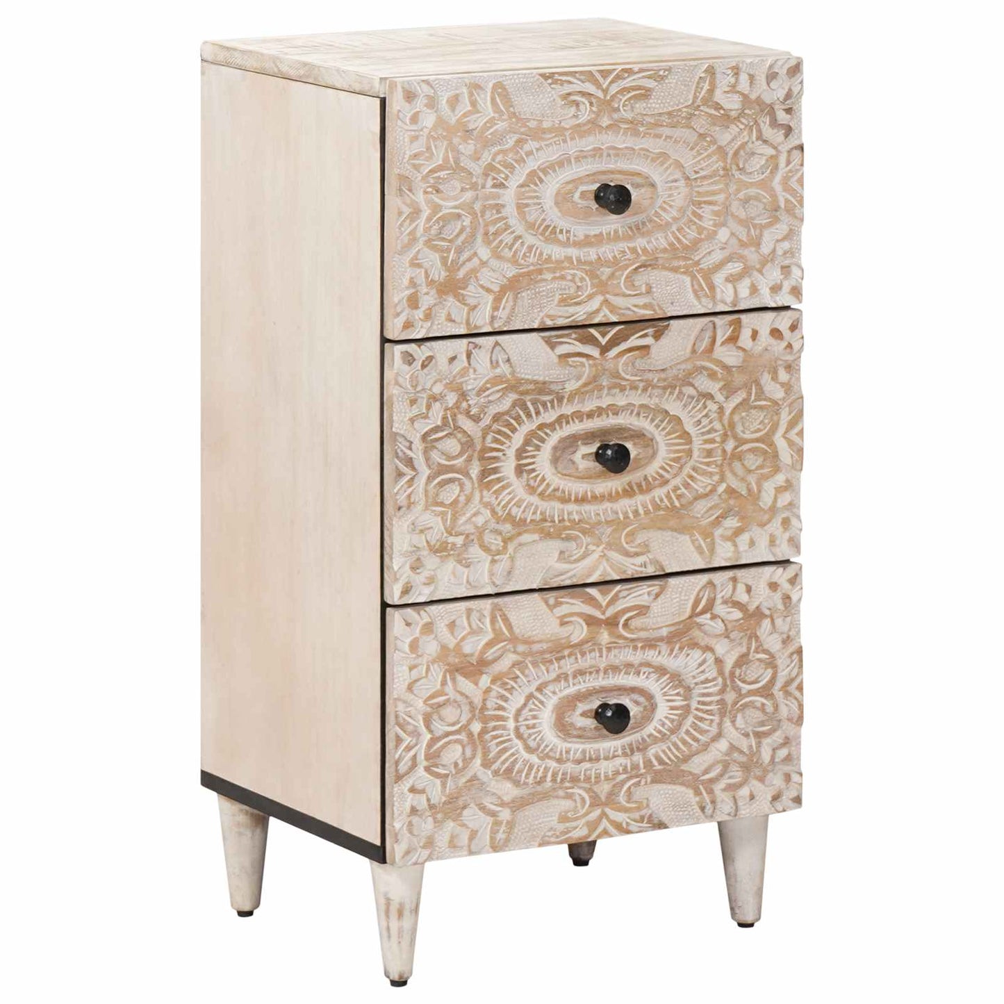 Sideboard with Drawer White 40 x 33.5 x 75 cm Solid Mango Wood