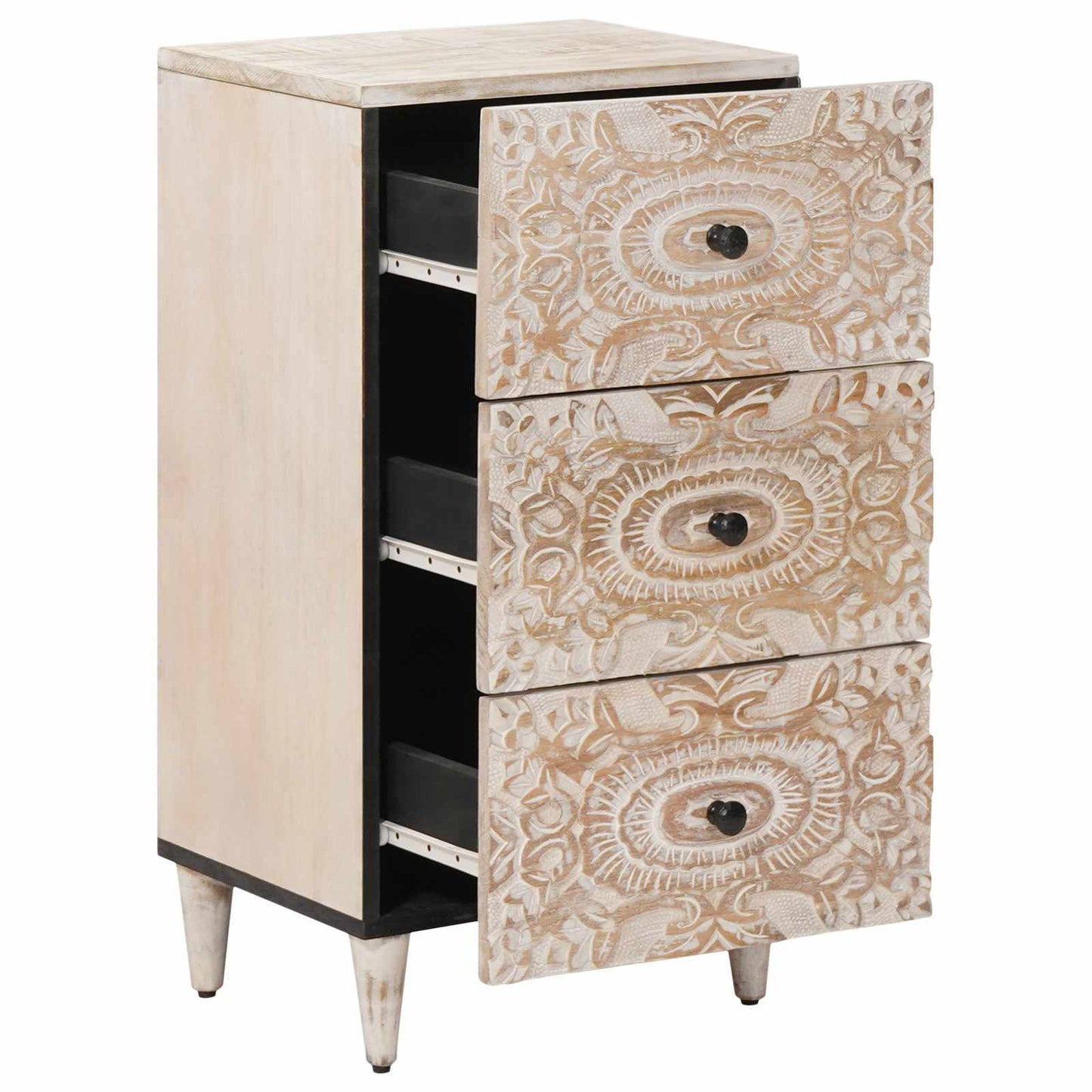 Sideboard with Drawer White 40 x 33.5 x 75 cm Solid Mango Wood