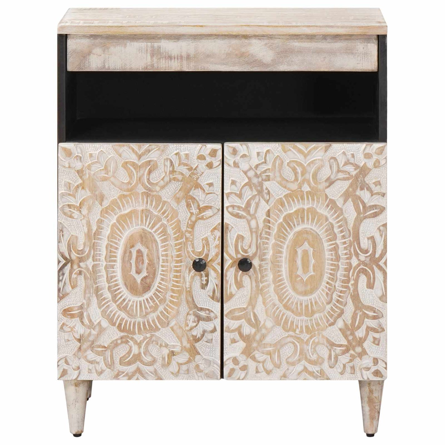 Sideboard with Storage White 60 x 33.5 x 75 cm Solid Mango Wood