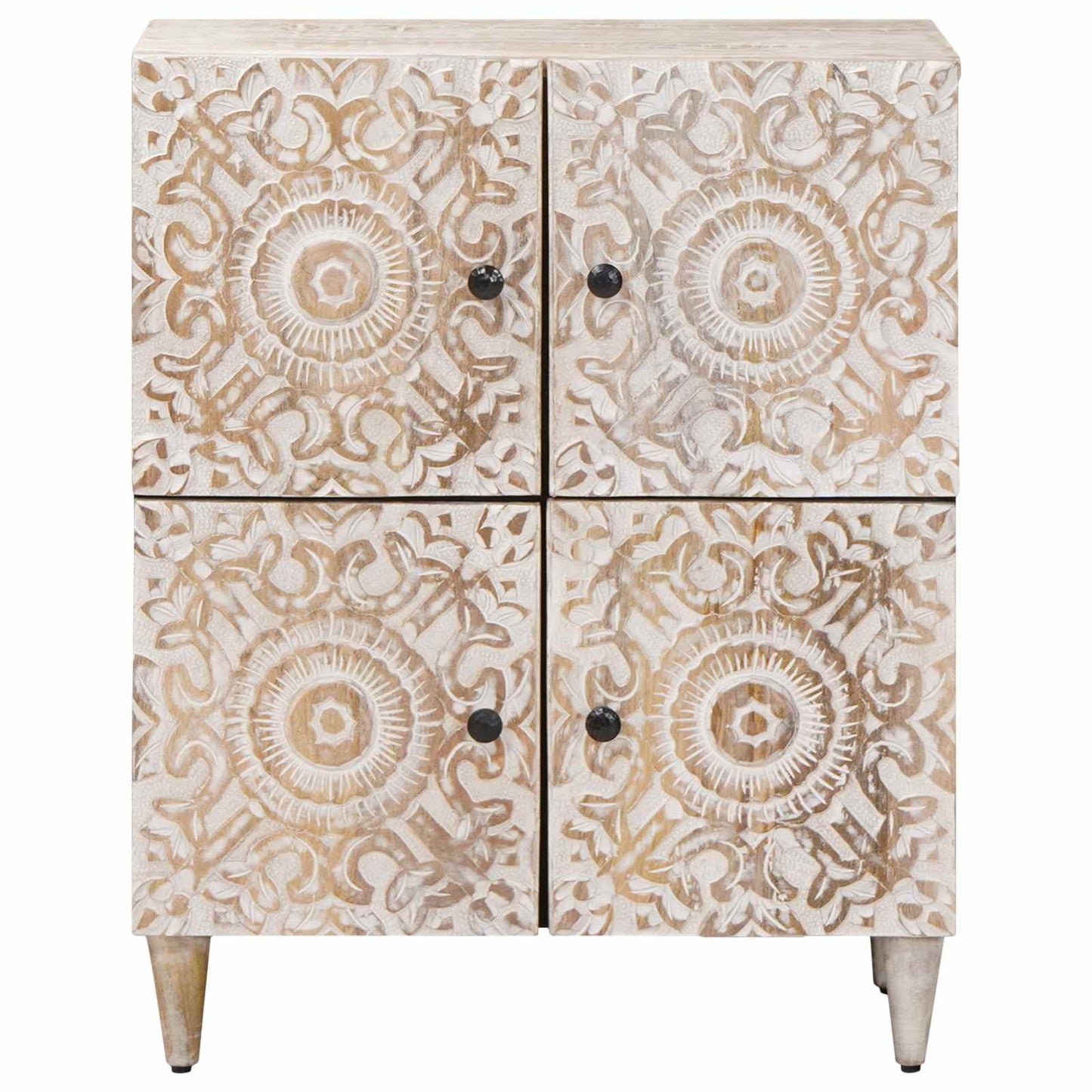Sideboard with Storage White 60 x 33.5 x 75 cm Solid Mango Wood