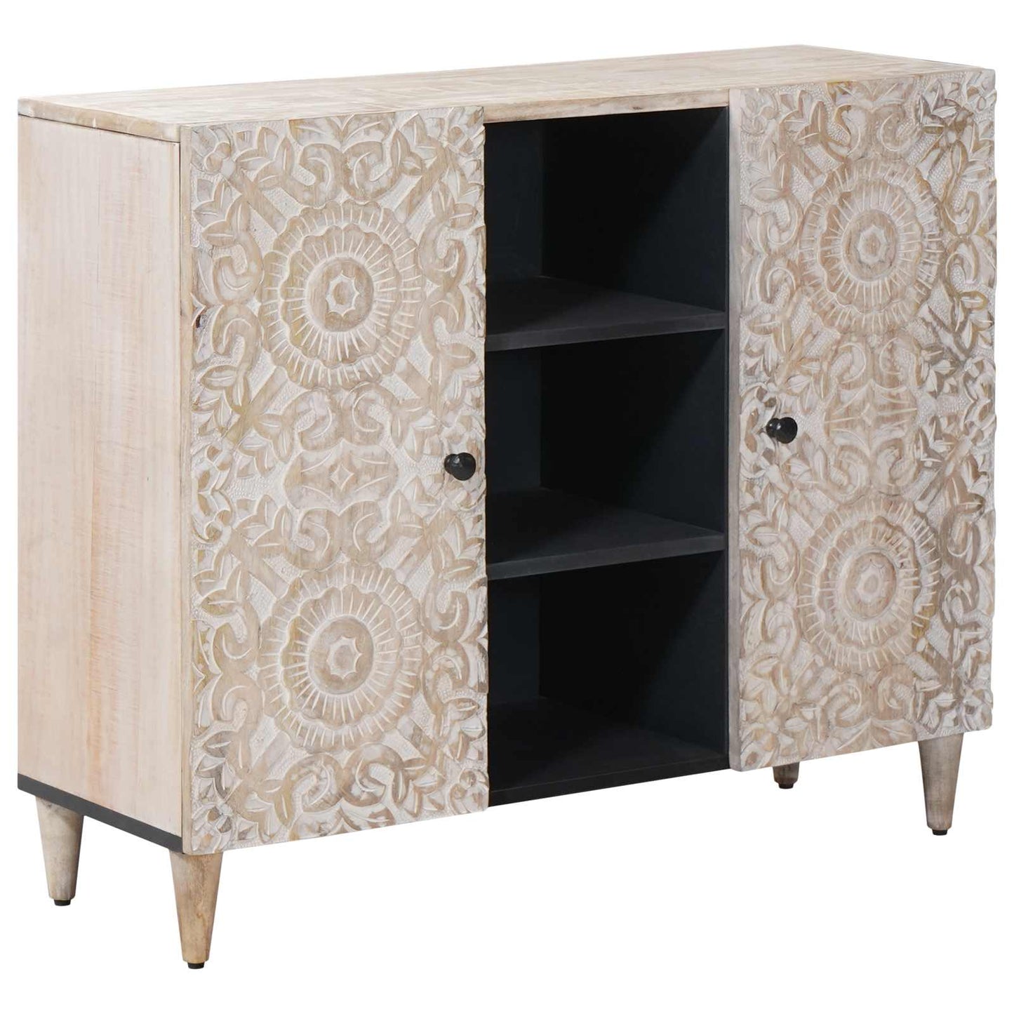 Sideboard with Shelf White 90 x 33.5 x 75 cm Solid Mango Wood