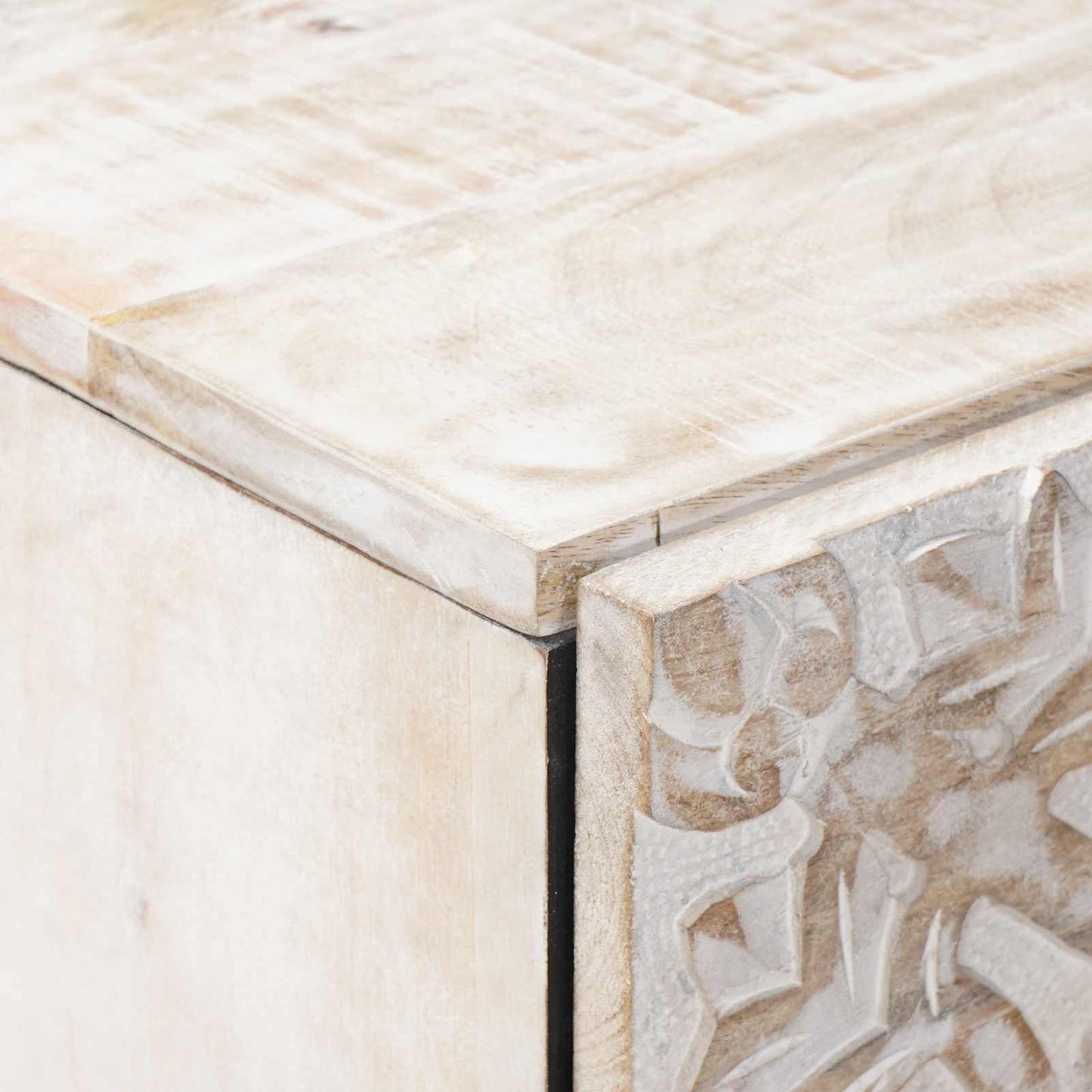 High Board with Shelf White 40 x 33.5 x 110 cm Solid Mango Wood