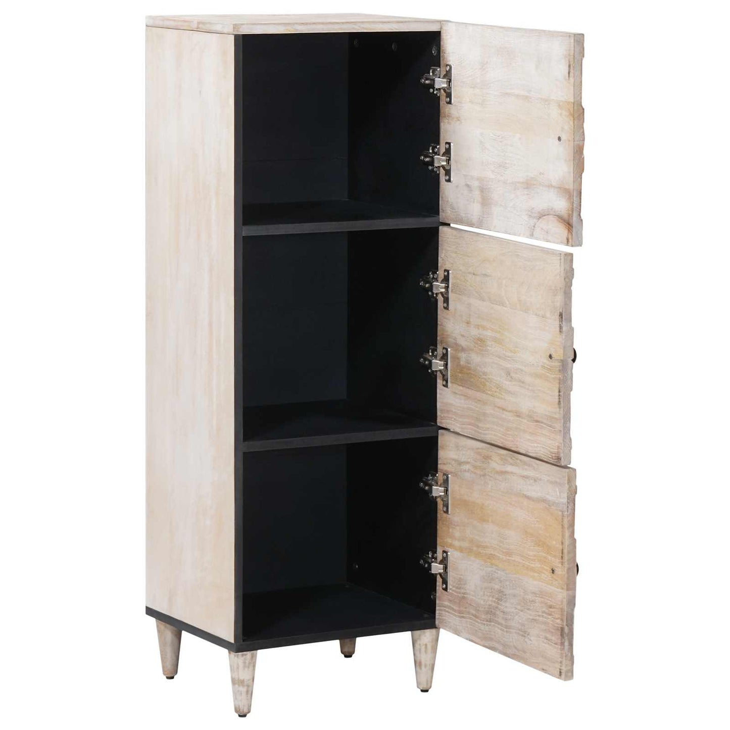 High Board with Shelf White 40 x 33.5 x 110 cm Solid Mango Wood