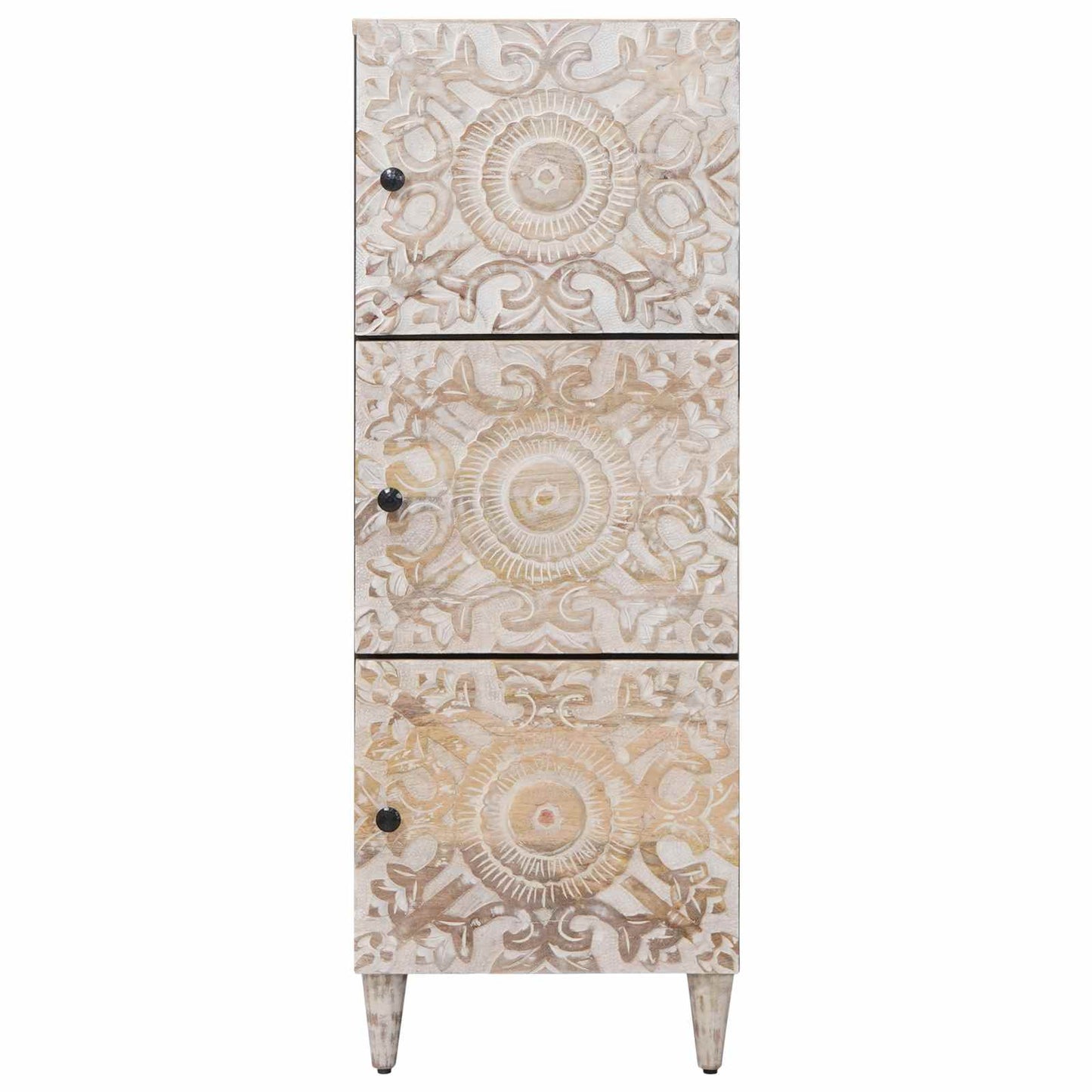 High Board with Shelf White 40 x 33.5 x 110 cm Solid Mango Wood