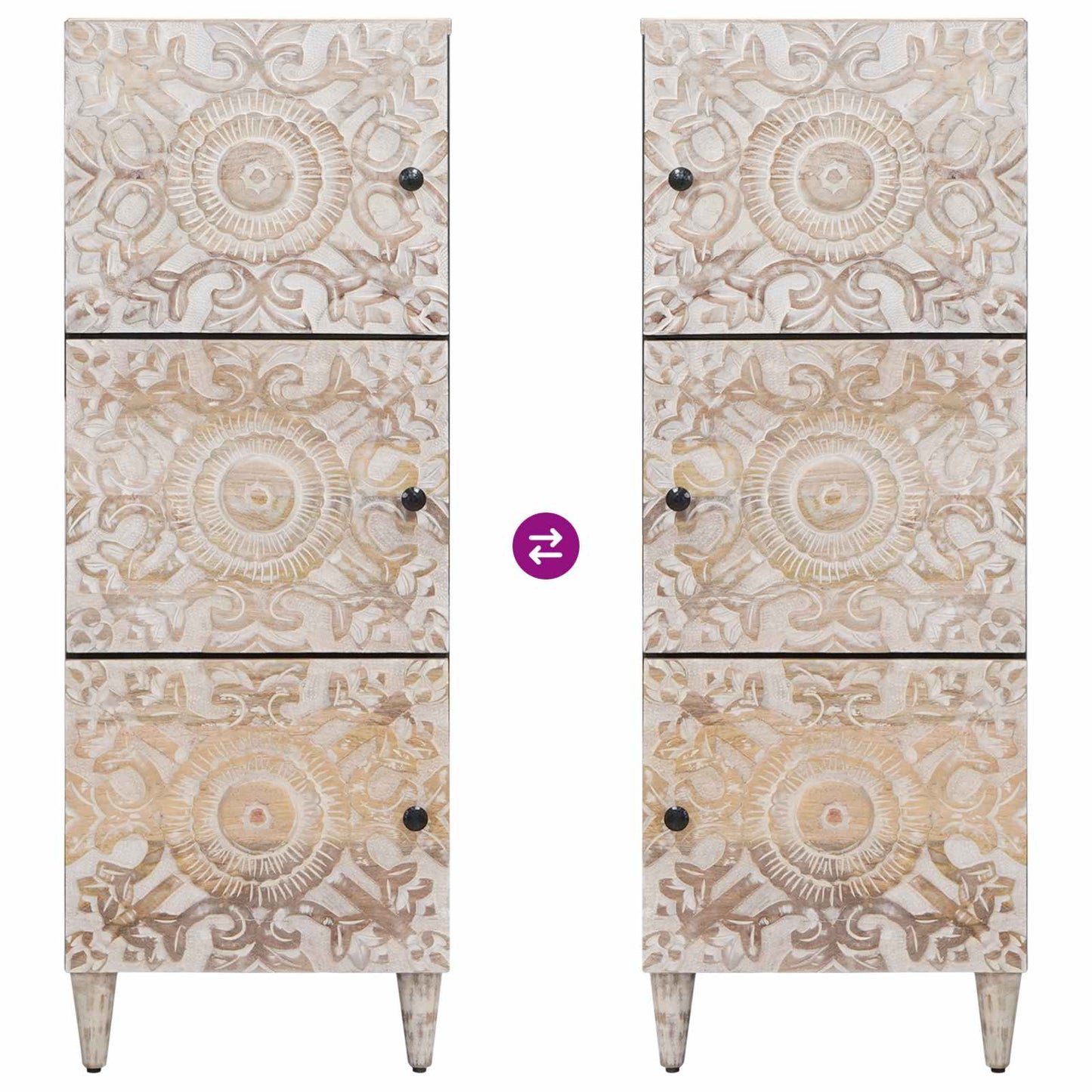 High Board with Shelf White 40 x 33.5 x 110 cm Solid Mango Wood