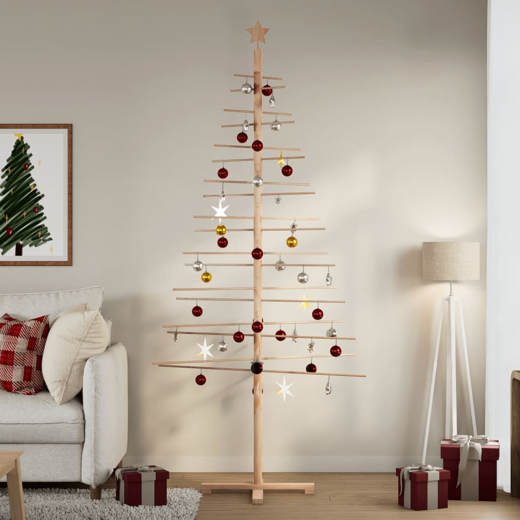 vidaXL Wooden Christmas Tree for Decoration 210 cm Solid Wood Pine