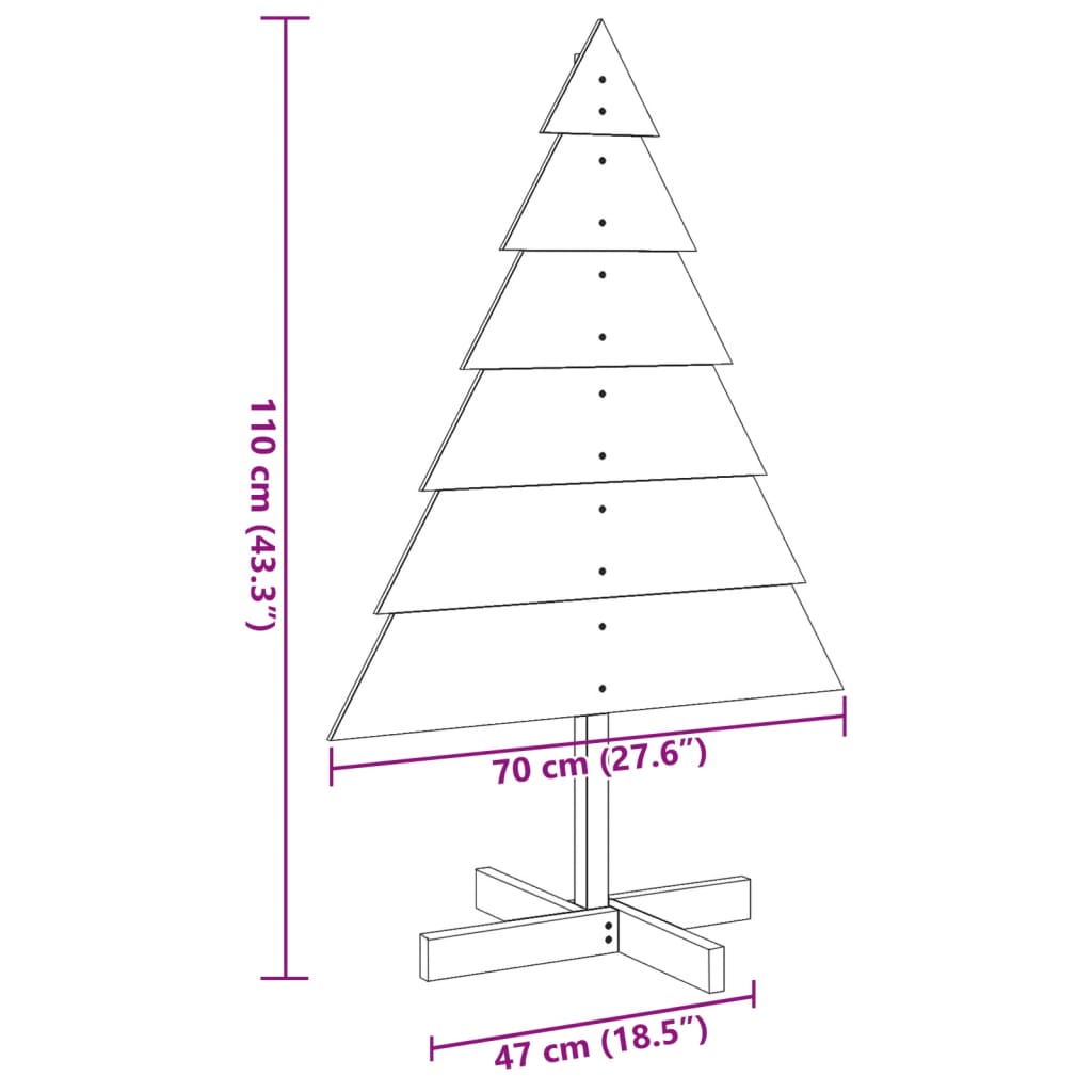 vidaXL Wooden Christmas Tree for Decoration 110 cm Solid Wood