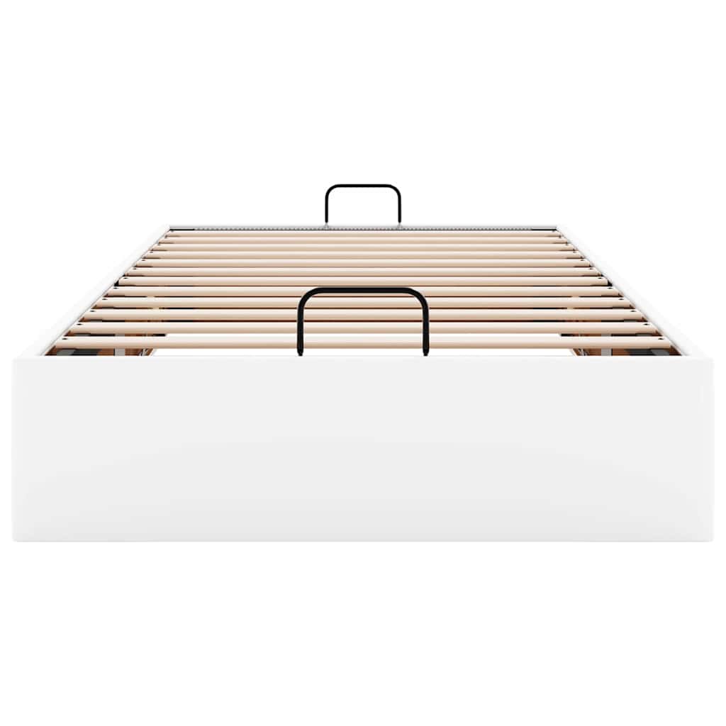 Ottoman Bed Frame without Mattress White Single Faux Leather