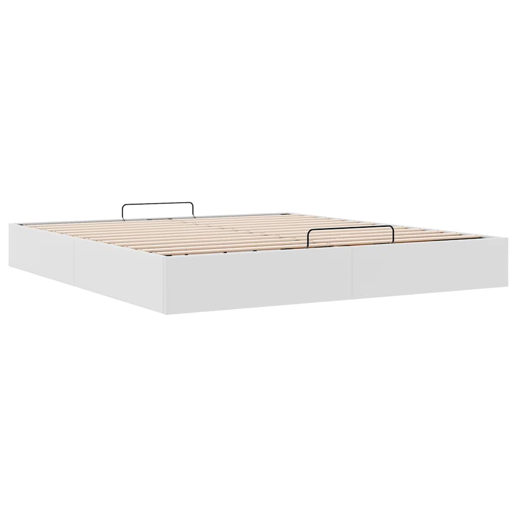 Ottoman Bed Frame without Mattress White Super King Faux Leather