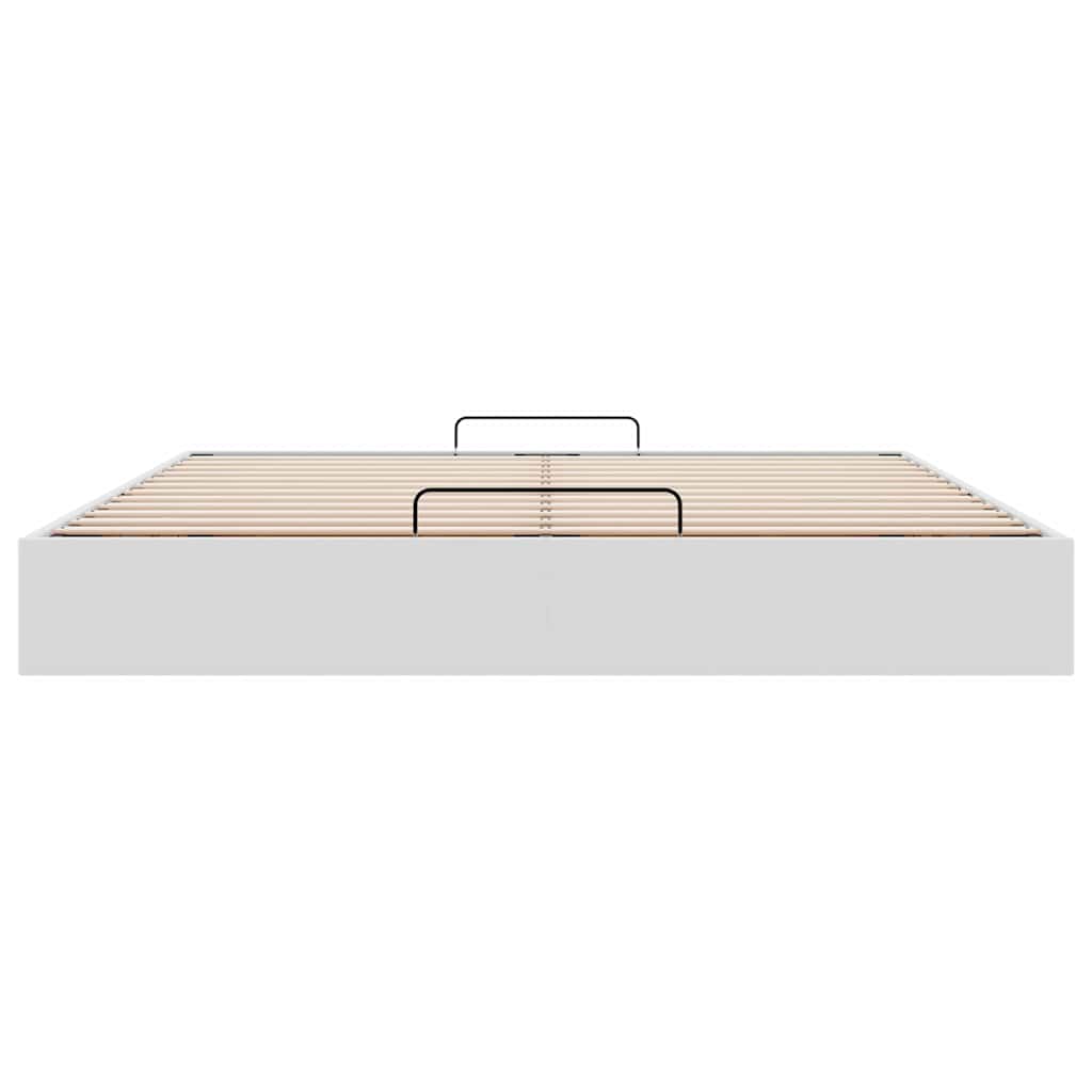 Ottoman Bed Frame without Mattress White Super King Faux Leather