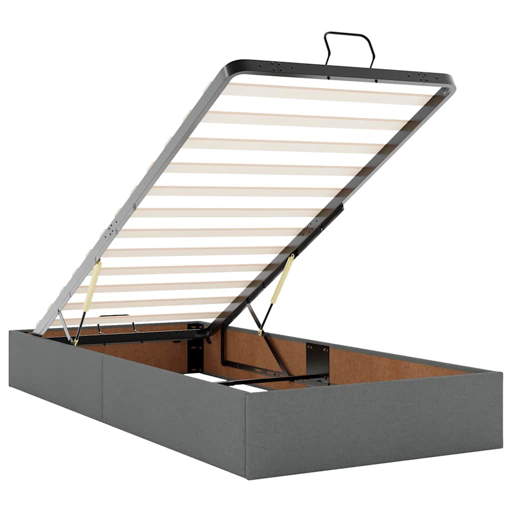 Ottoman Bed Frame without Mattress Dark Grey Single Fabric