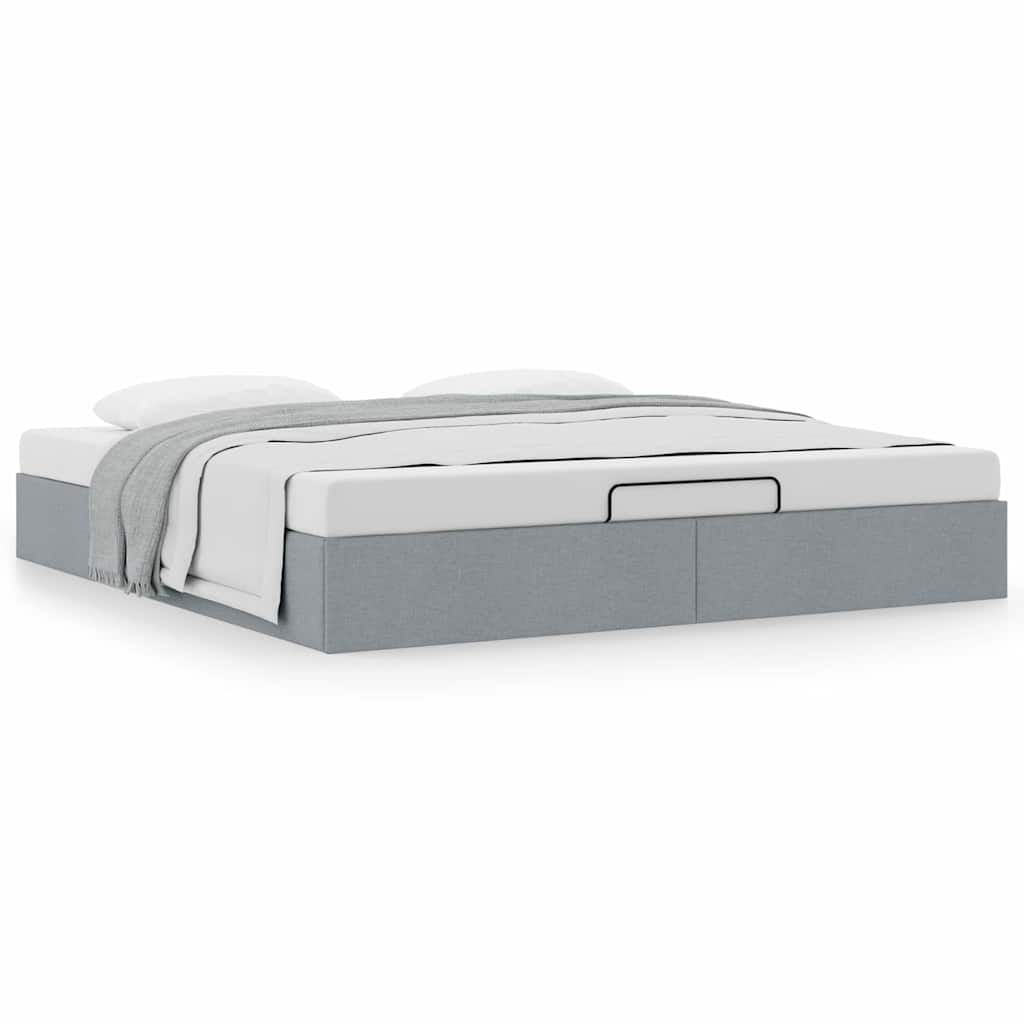 Ottoman Bed Frame without Mattress Light Grey Super King Fabric