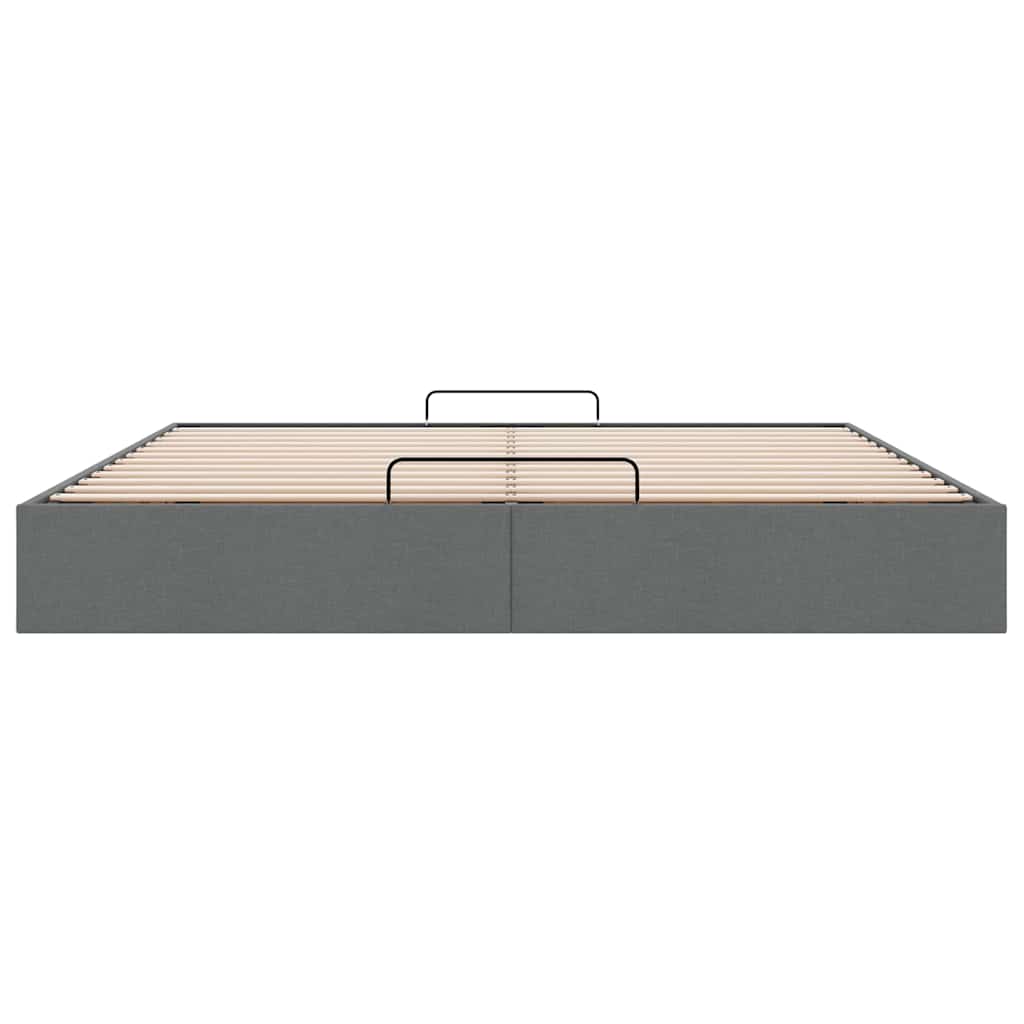 Ottoman Bed Frame without Mattress Dark Grey Super King Fabric