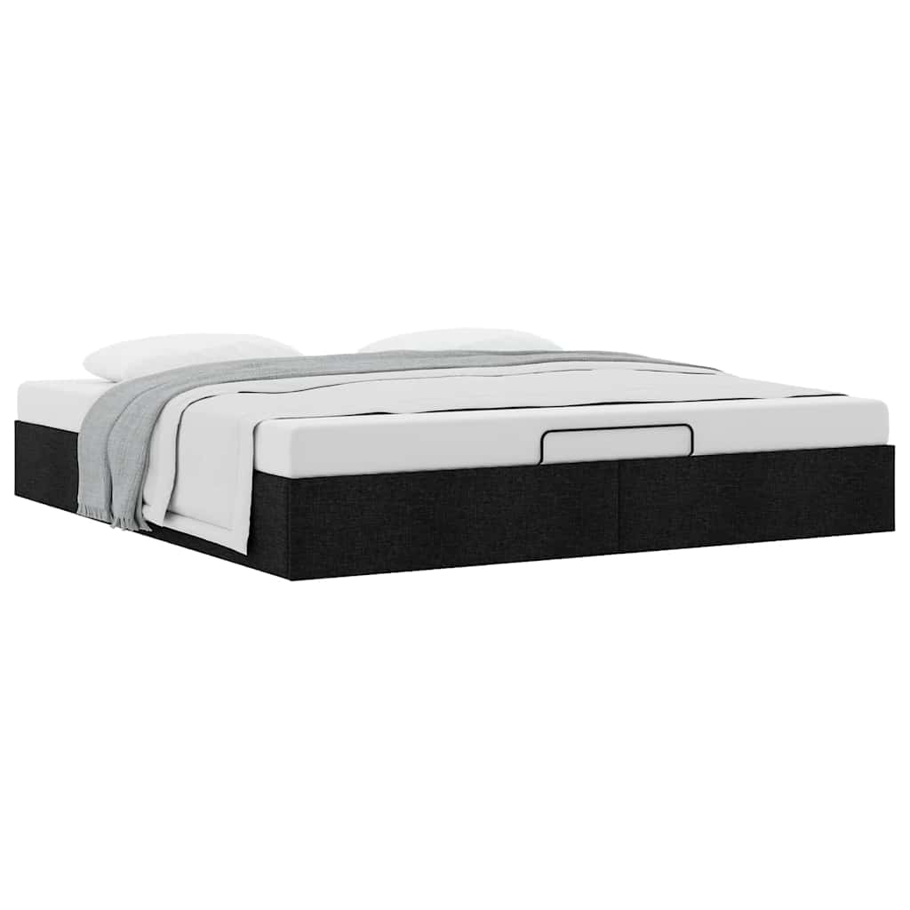 Ottoman Bed Frame without Mattress Black Super King Fabric