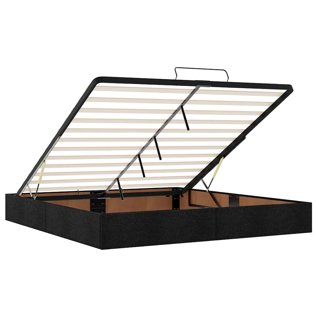 Ottoman Bed Frame without Mattress Black Super King Fabric