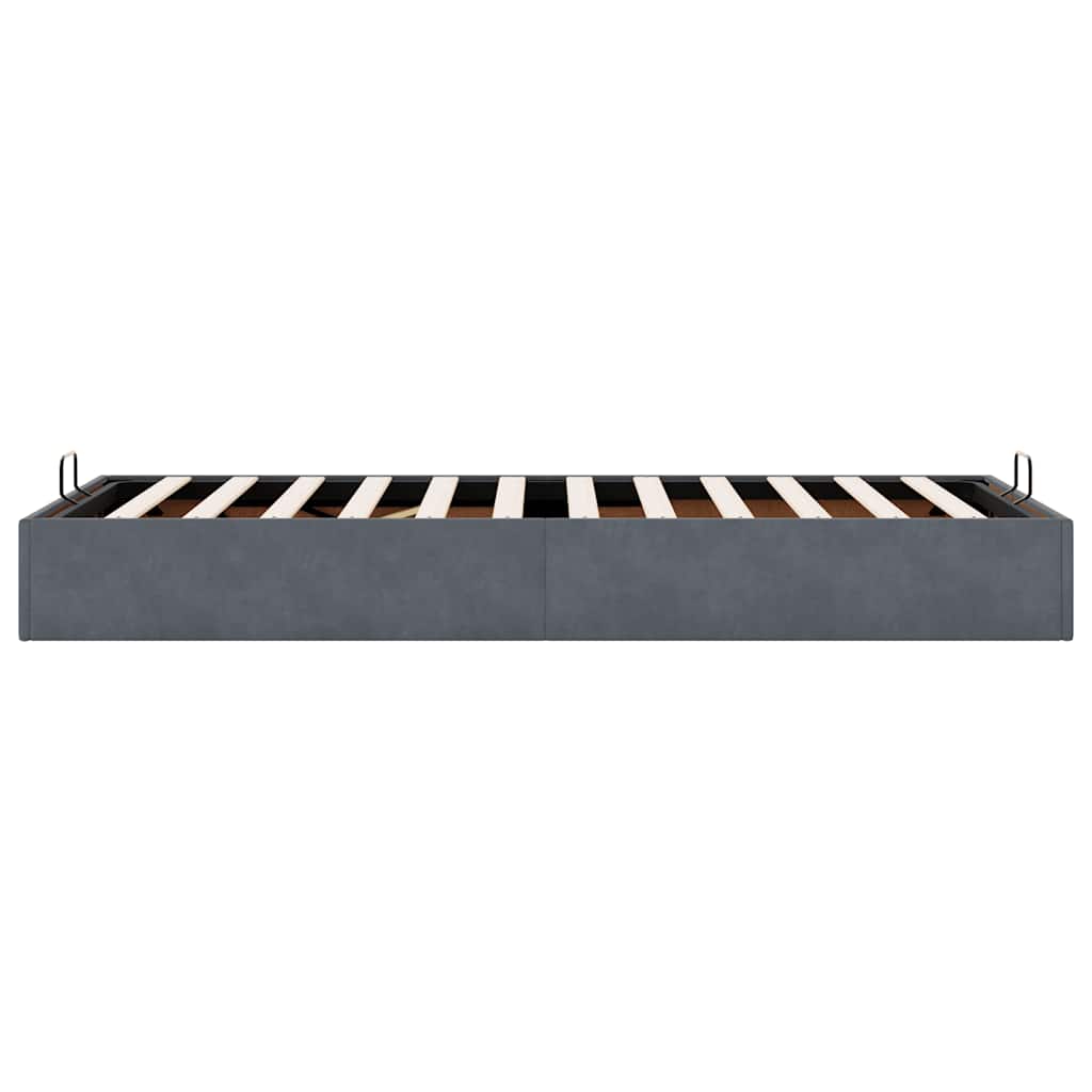 Ottoman Bed Frame No Mattress Dark Grey Single Velvet
