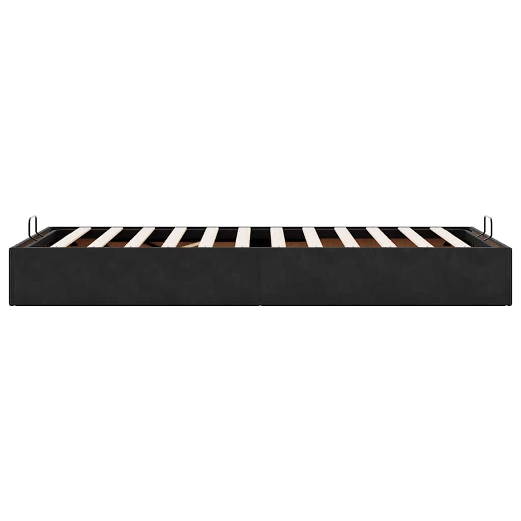 Ottoman Bed Frame No Mattress Black Single Velvet