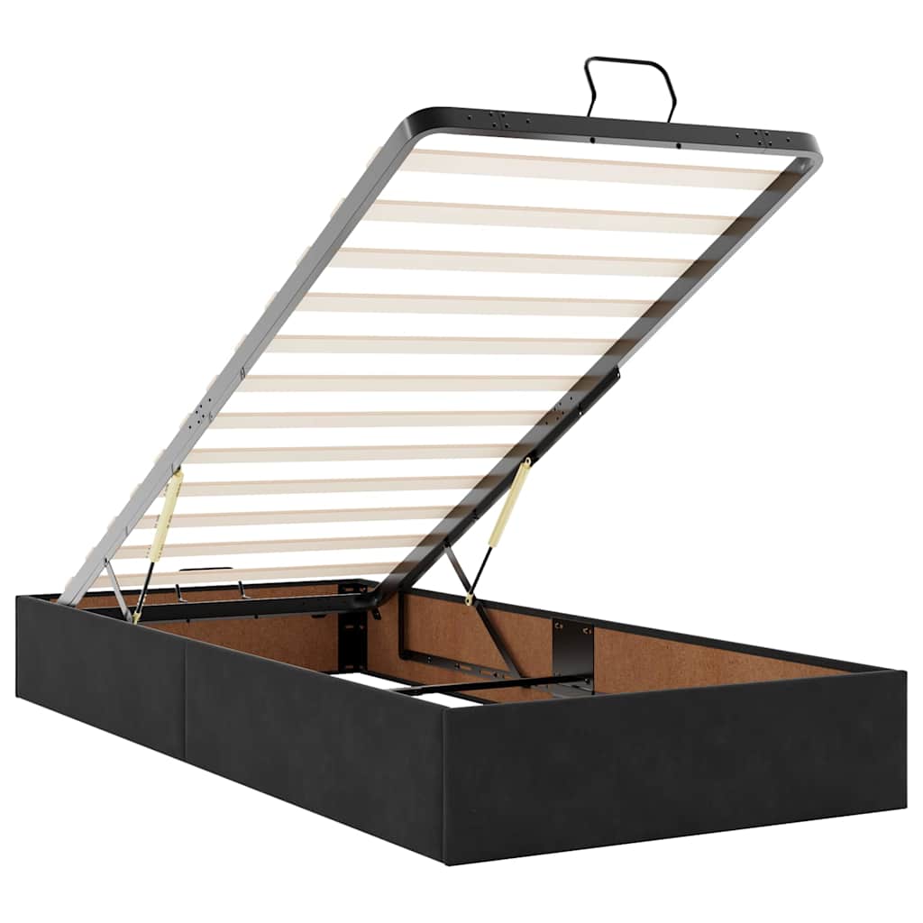 Ottoman Bed Frame No Mattress Black Single Velvet