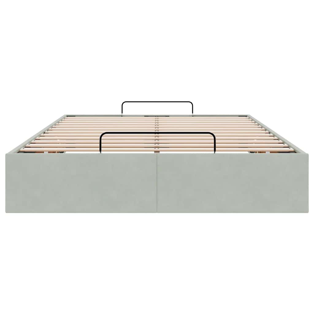 Ottoman Bed Frame No Mattress Light Grey Double Velvet