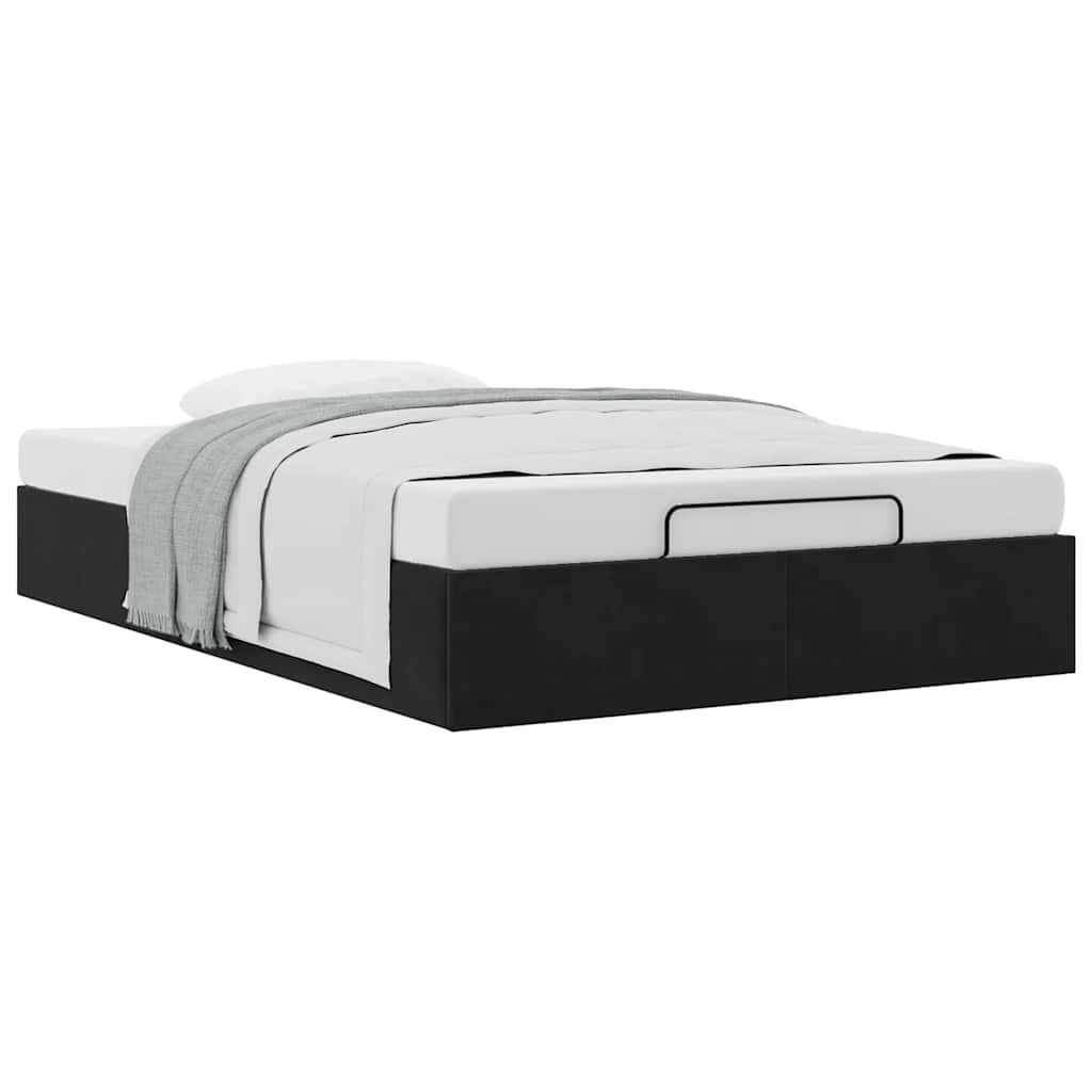 Ottoman Bed Frame No Mattress Black Double Velvet