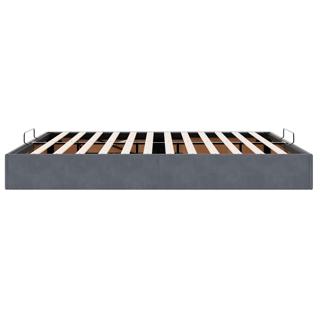 Ottoman Bed Frame No Mattress Dark Grey Super King Velvet