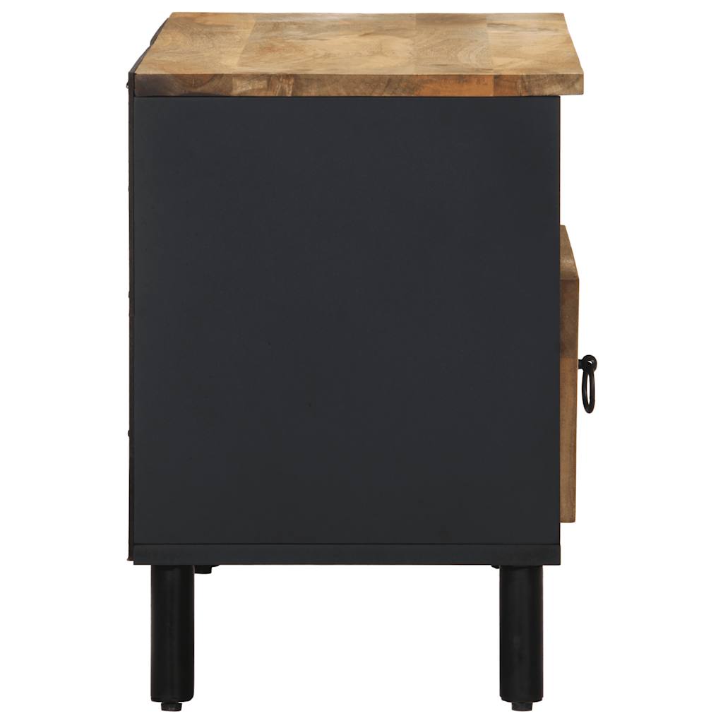 TV Cabinet Black 80x33.5x46 cm Solid Rough Wood Mango