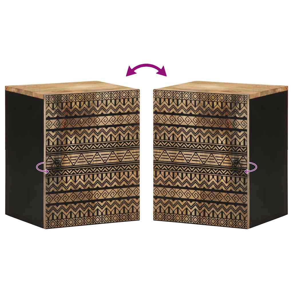 Bathroom Hanging Cabinet Black 38x33,5x48 cm Solid Wood Mango