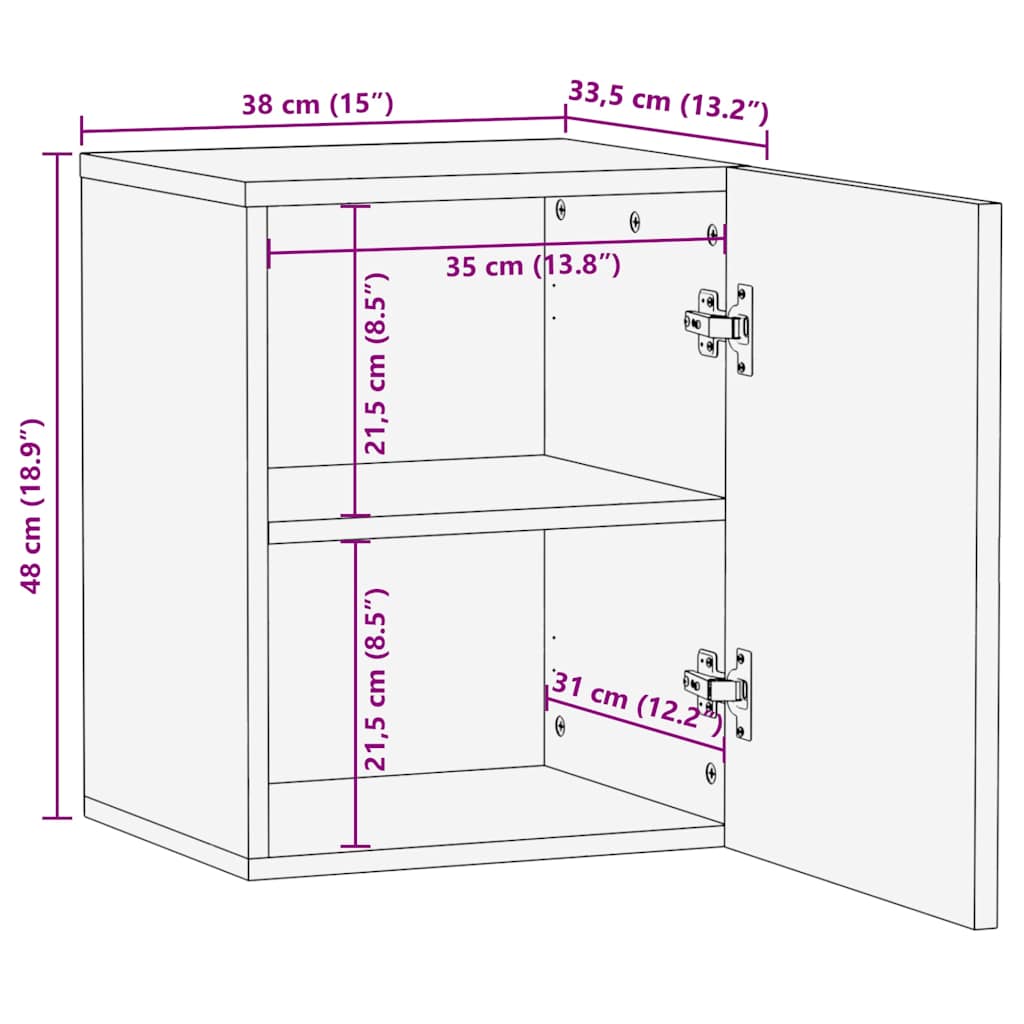 vidaXL Bathroom Hanging Cabinet 38x33.5x48 cm Solid Wood Mango