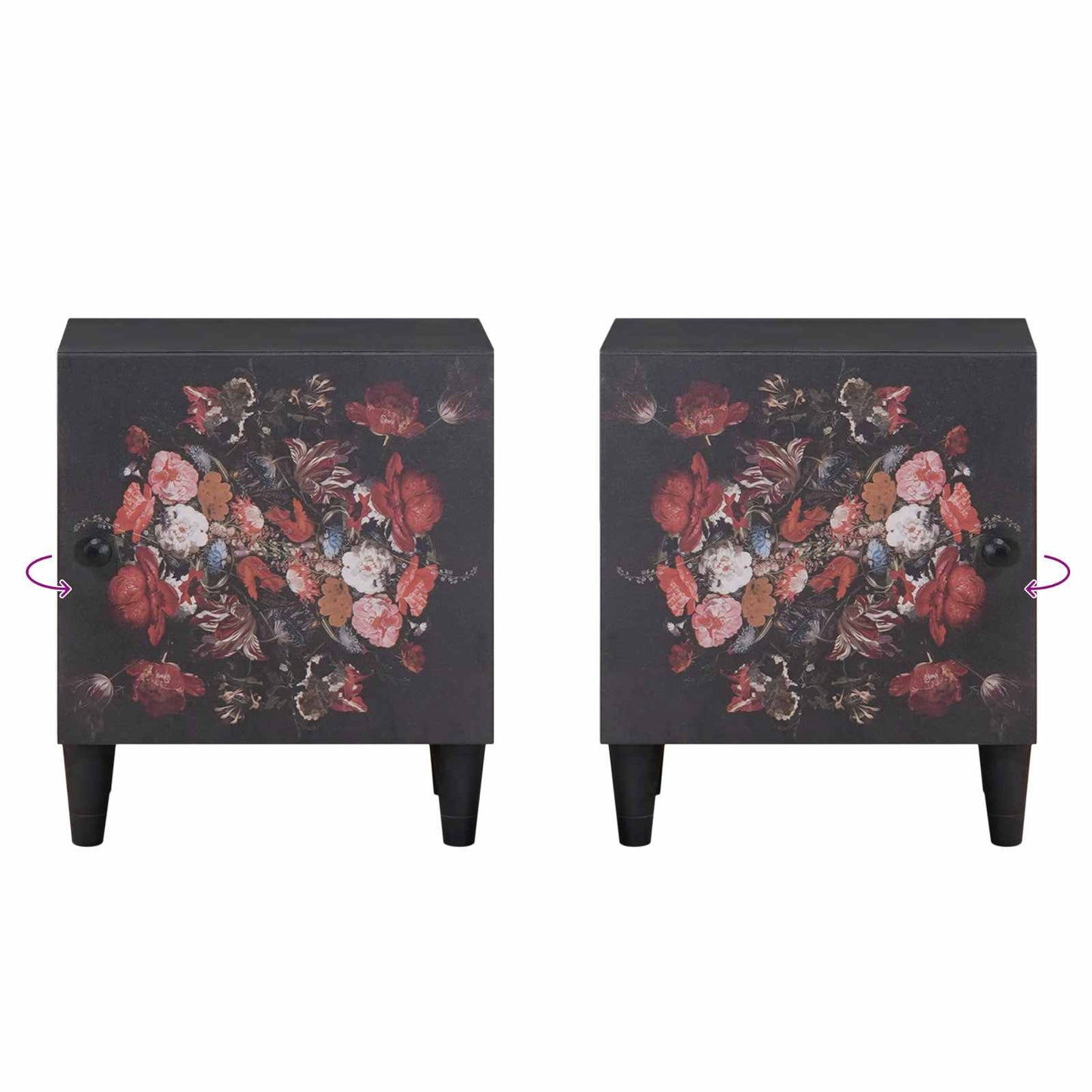 Bedside Cabinet with Door 2 pcs Black 40 x 33 x 46 cm