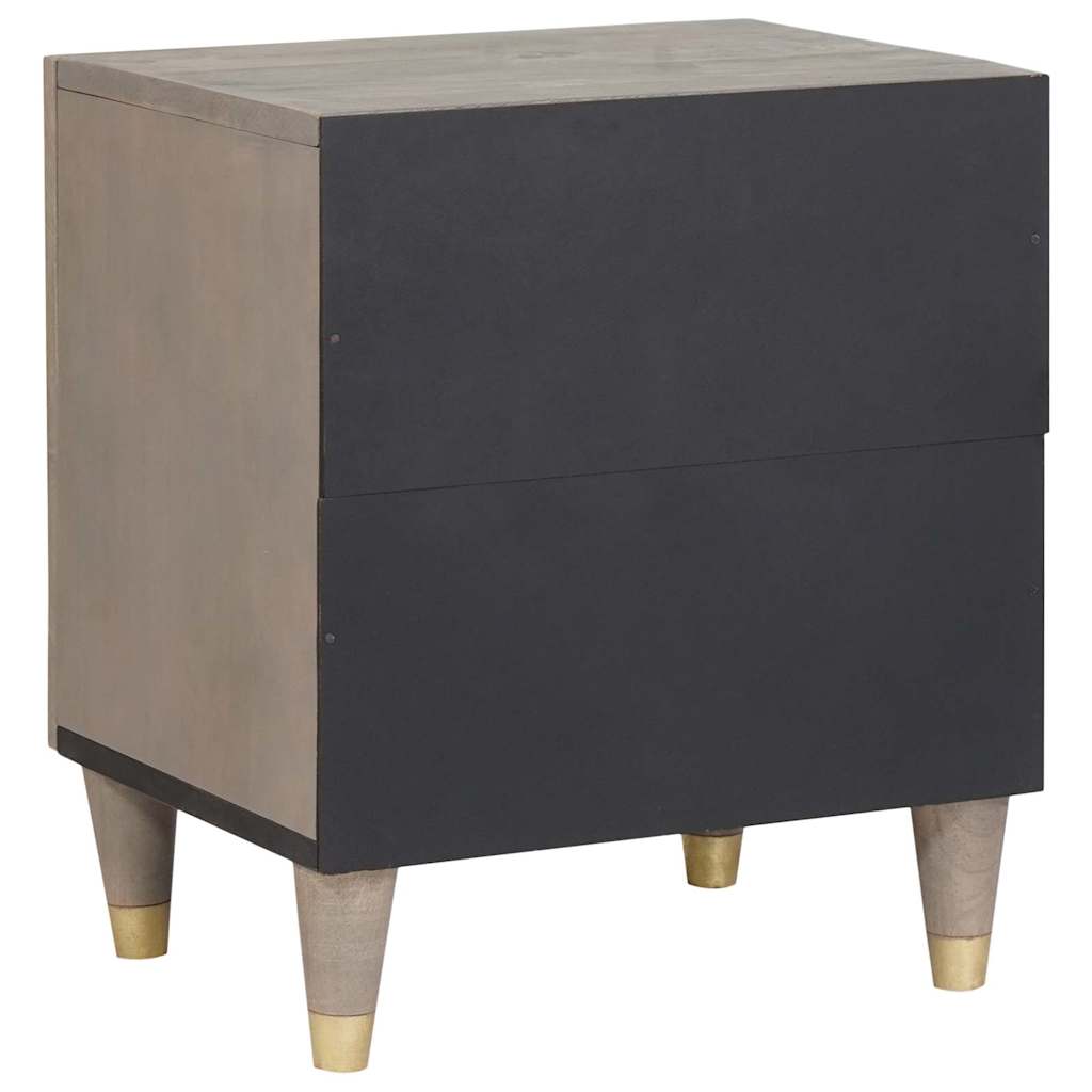 Bedside Cabinet with Door Grey 40 x 33 x 46 cm Solid Mango Wood