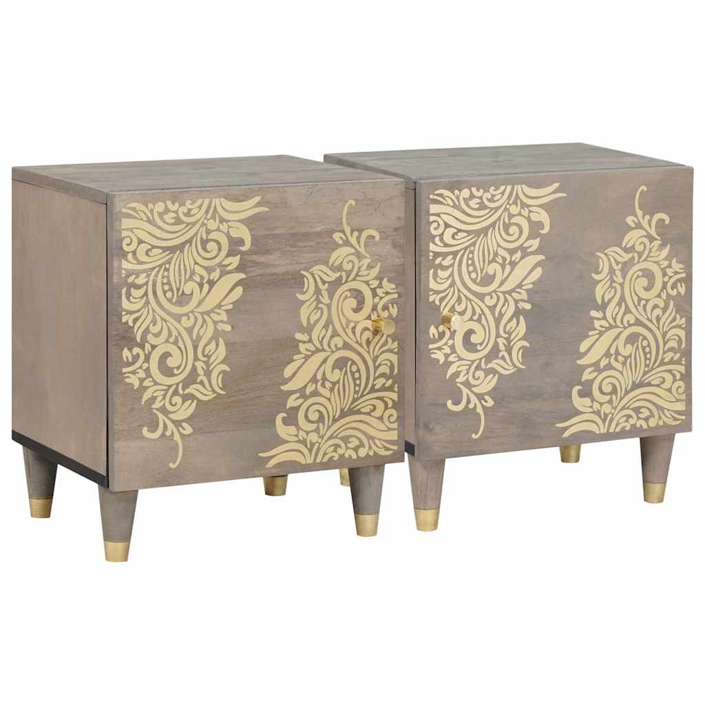 Bedside Cabinet with Door 2 pcs Grey 40 x 33 x 46 cm