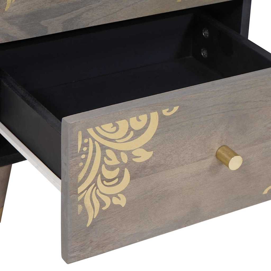Bedside Cabinet Grey 40 x 33 x 46 cm Solid Mango Wood