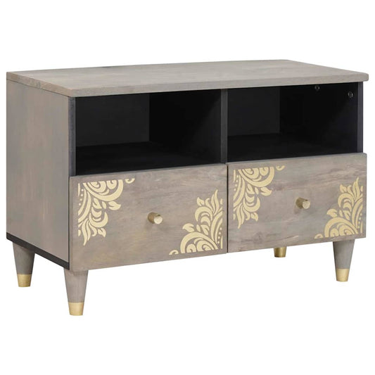 TV Cabinet with Drawer Grey 70 x 33 x 46 cm Solid Mango Wood