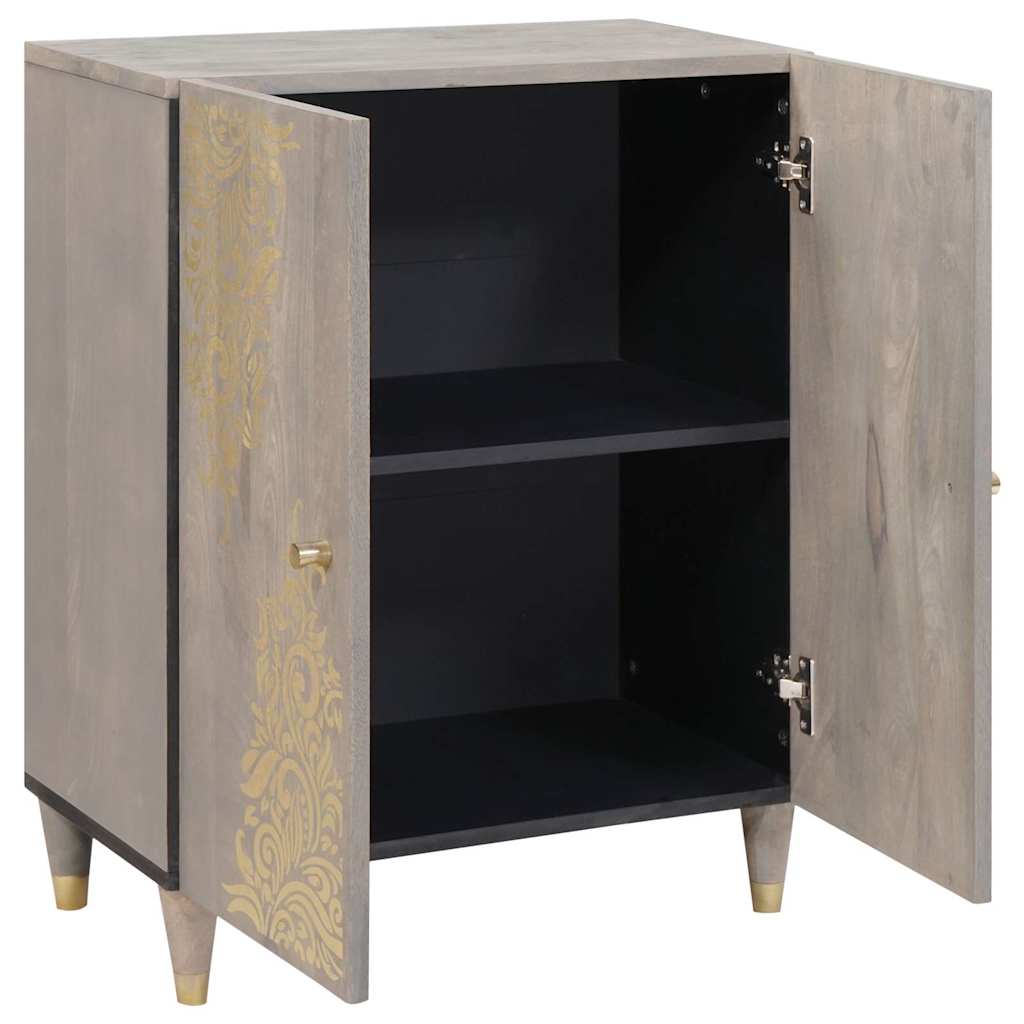 Sideboard Grey and Gold 60 x 33 x 75 cm Solid Mango Wood