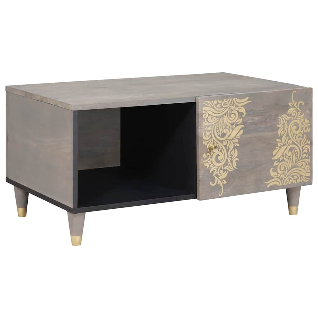 Coffee Table Grey 80 x 50 x 40 cm Solid Mango Wood