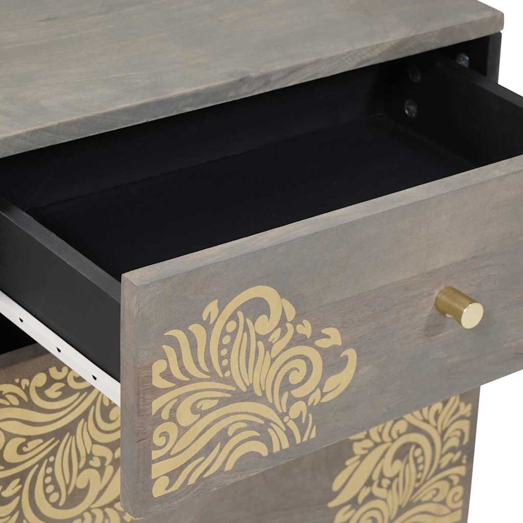 Bedside Cabinet with Door Grey 50 x 33 x 60 cm Solid Mango Wood