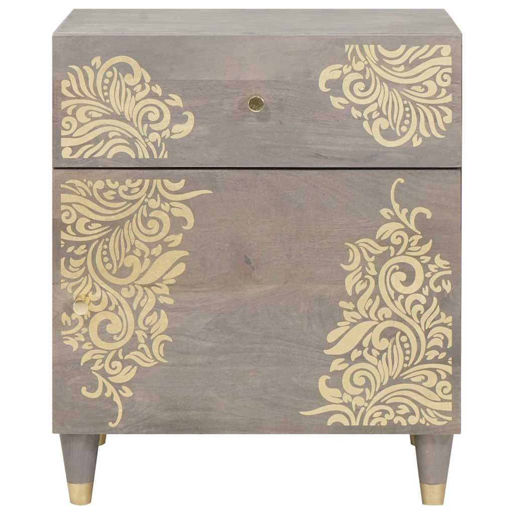 Bedside Cabinet with Door Grey 50 x 33 x 60 cm Solid Mango Wood