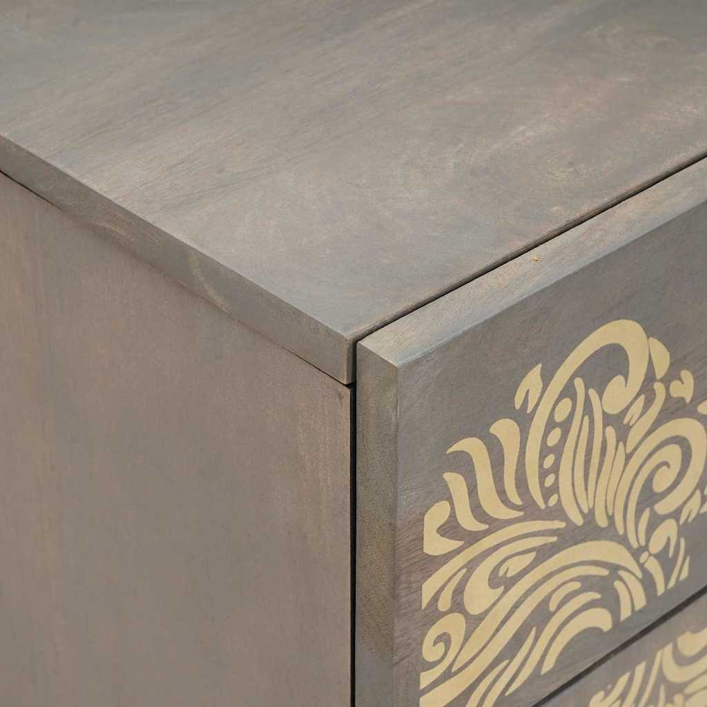 Bedside Cabinet with Door Grey 50 x 33 x 60 cm Solid Mango Wood