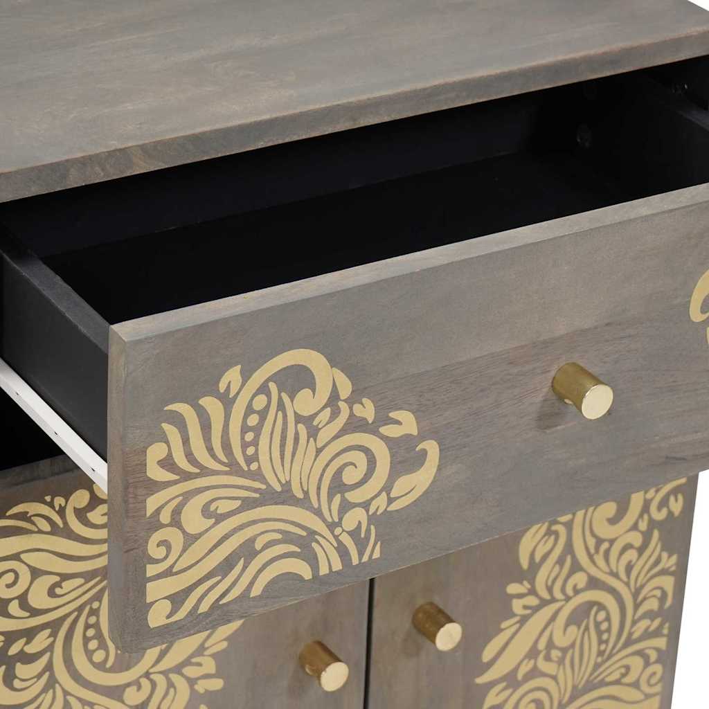 Bedside Cabinet with Door Grey 50 x 33 x 60 cm Solid Mango Wood