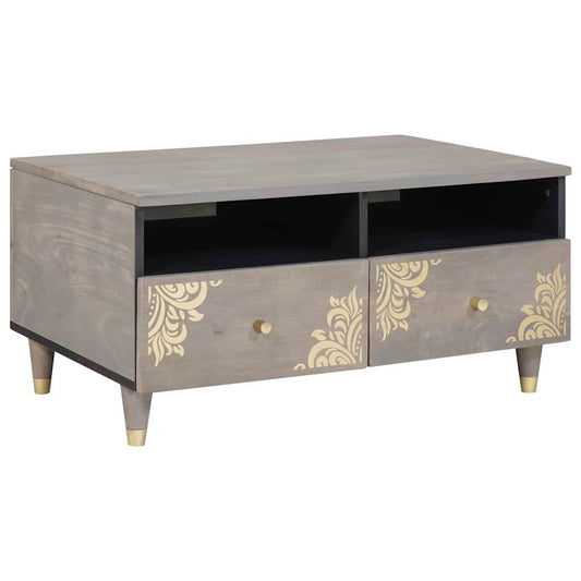 Coffee Table with Drawer Grey 80 x 54 x 40 cm Solid Mango Wood