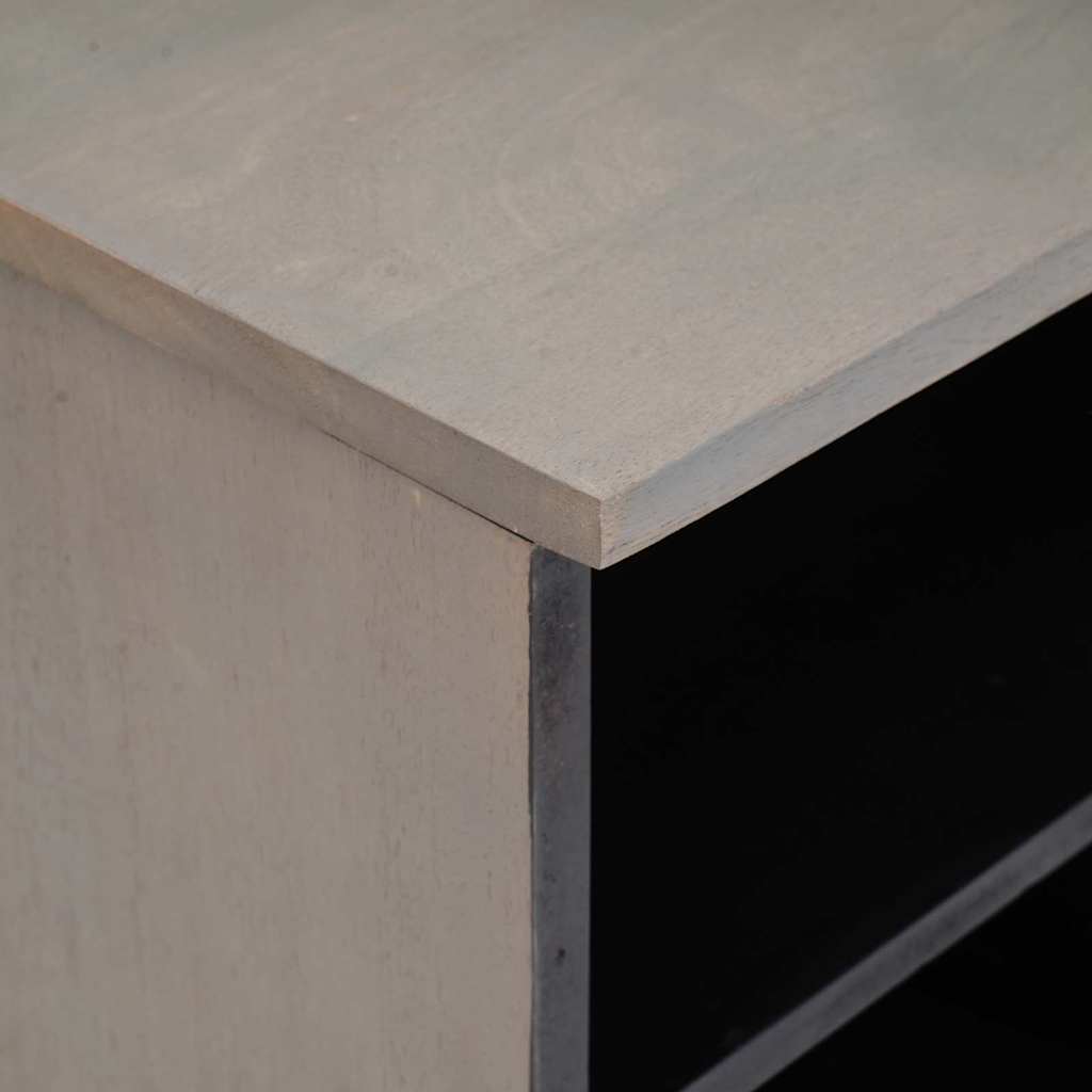 TV Cabinet with Drawer Grey 100 x 33 x 46 cm Solid Mango Wood